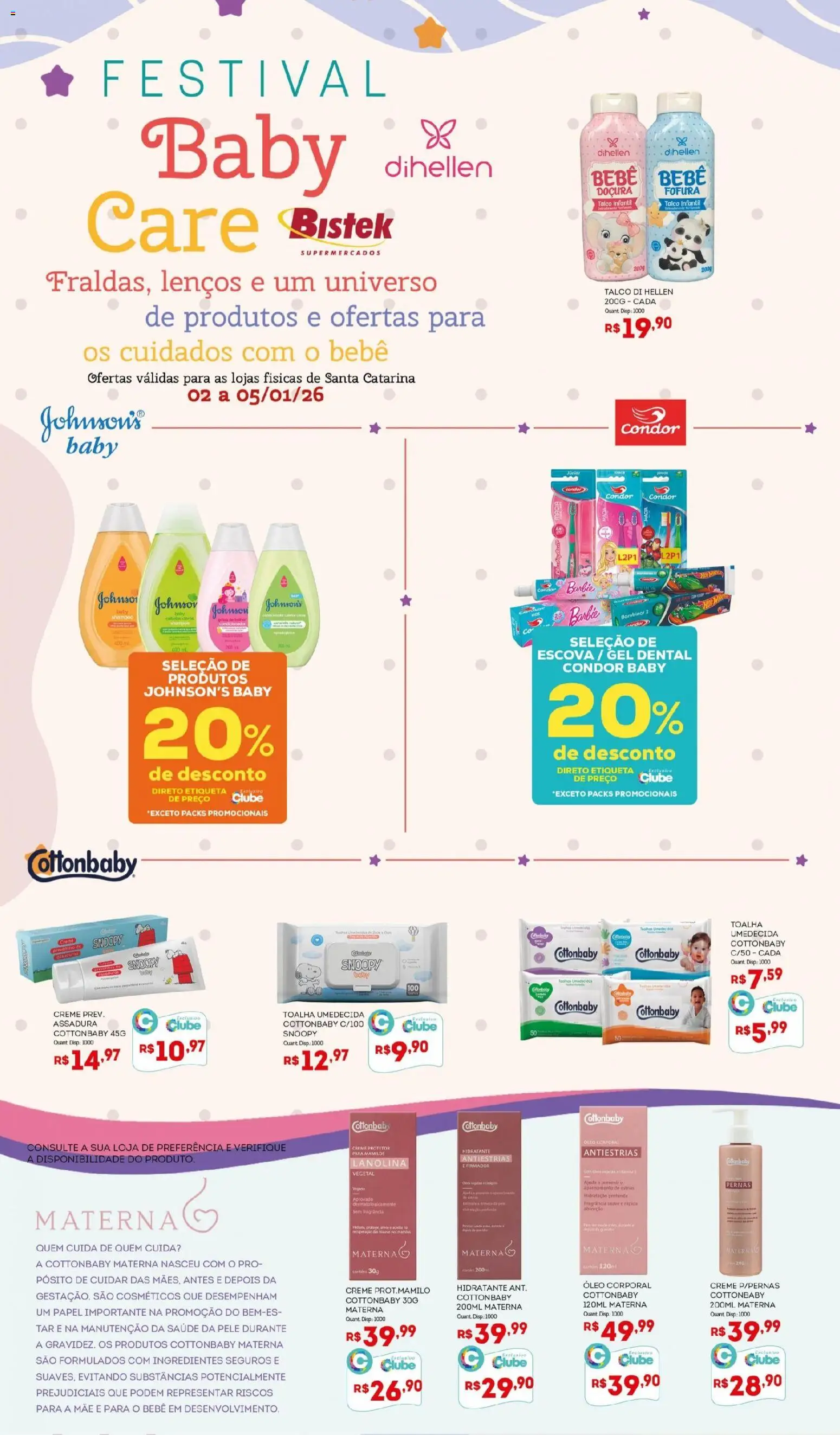 Bistek Supermercados Folheto - válido de 02.01.2026 | Página: 2 | Produtos: Shampoo, Talco, Creme, Toalha umedecida