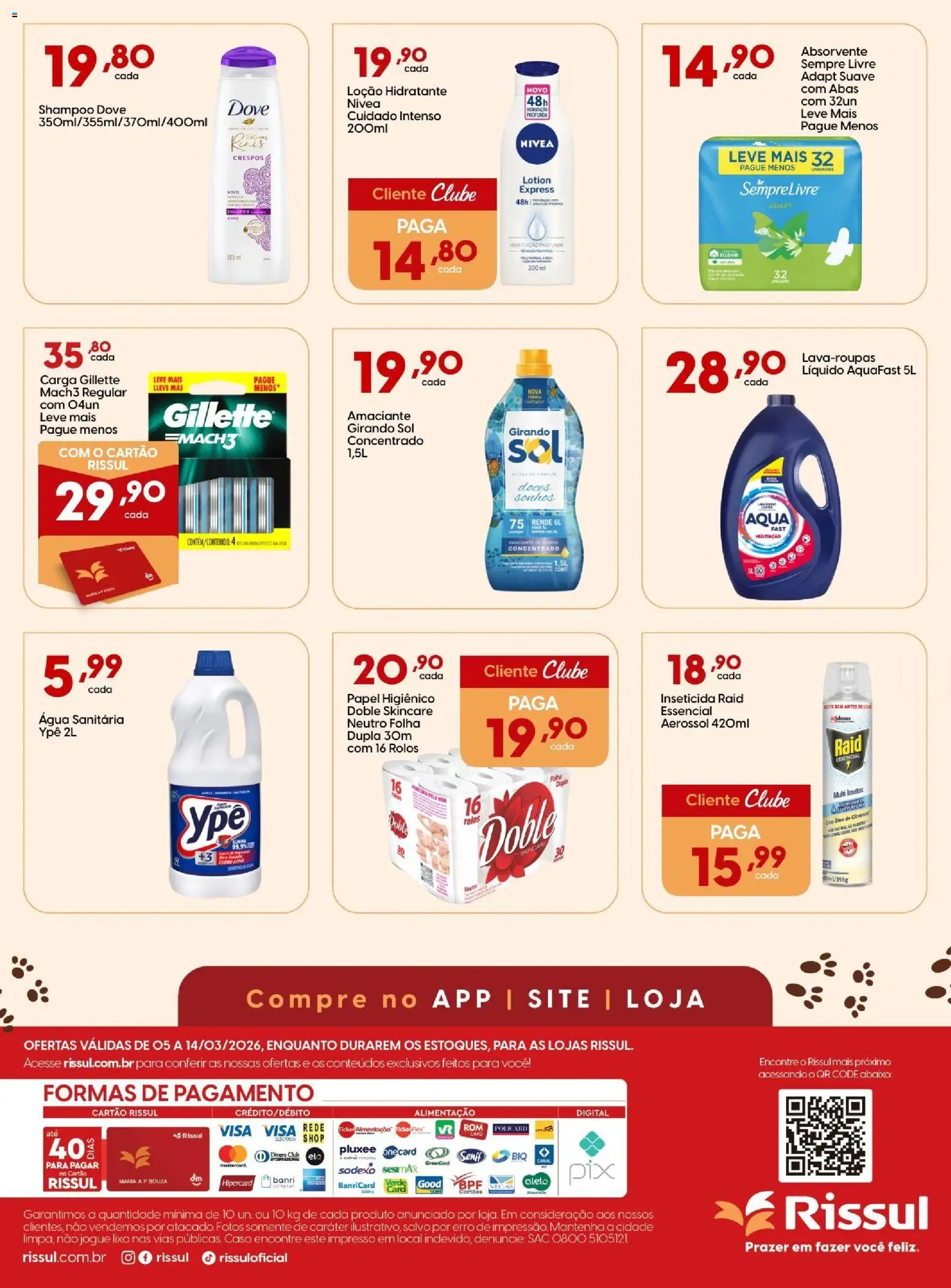 Rissul Folheto - válido de 06.03.2026 | Página: 12 | Produtos: Cloro, Doces, Sempre Livre, Papel higiênico