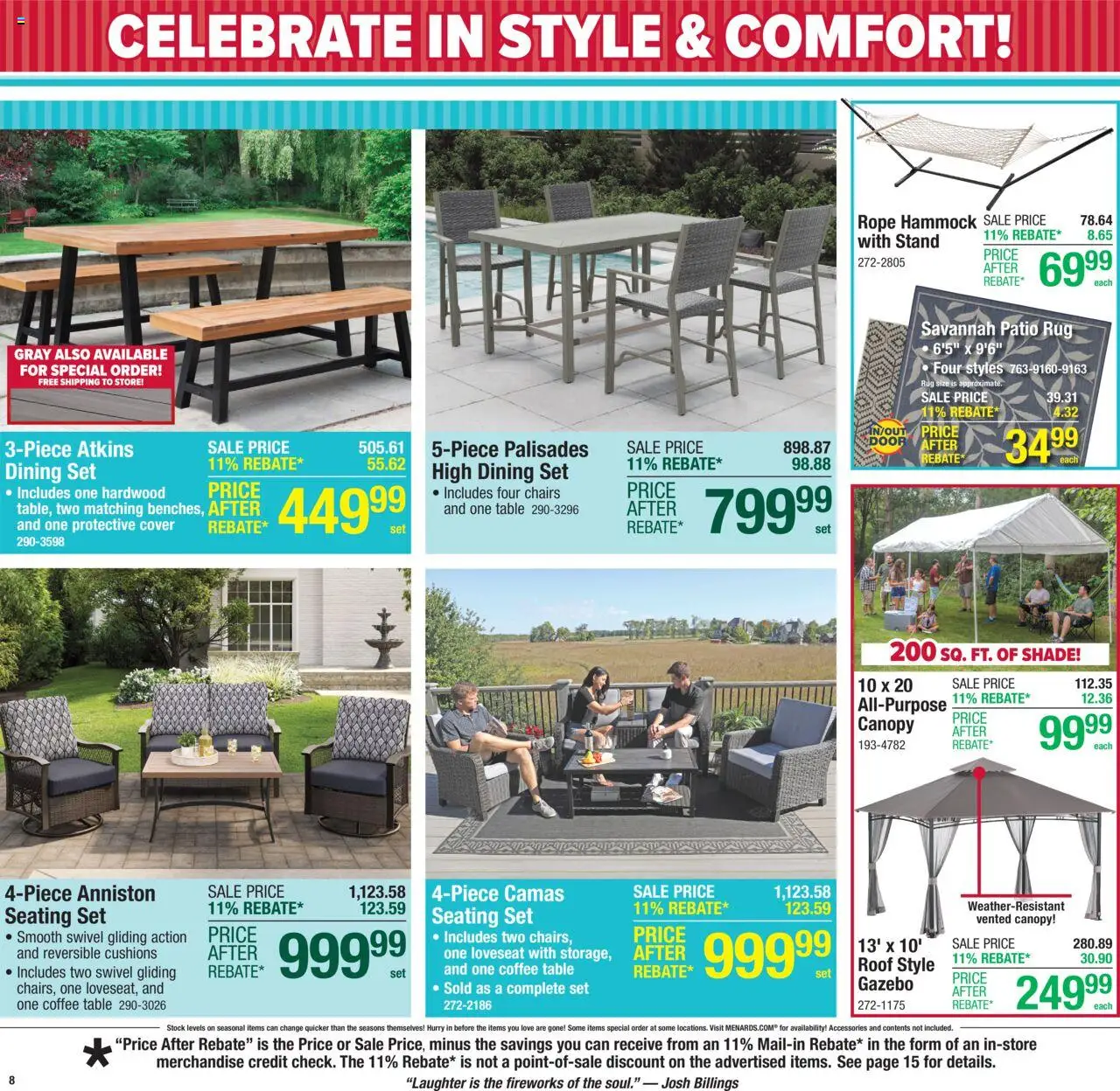 Menards Weekly Ad - valid from 25.06.2025 | Page: 14 | Products: Coffee table, Table, Swivel, Coffee