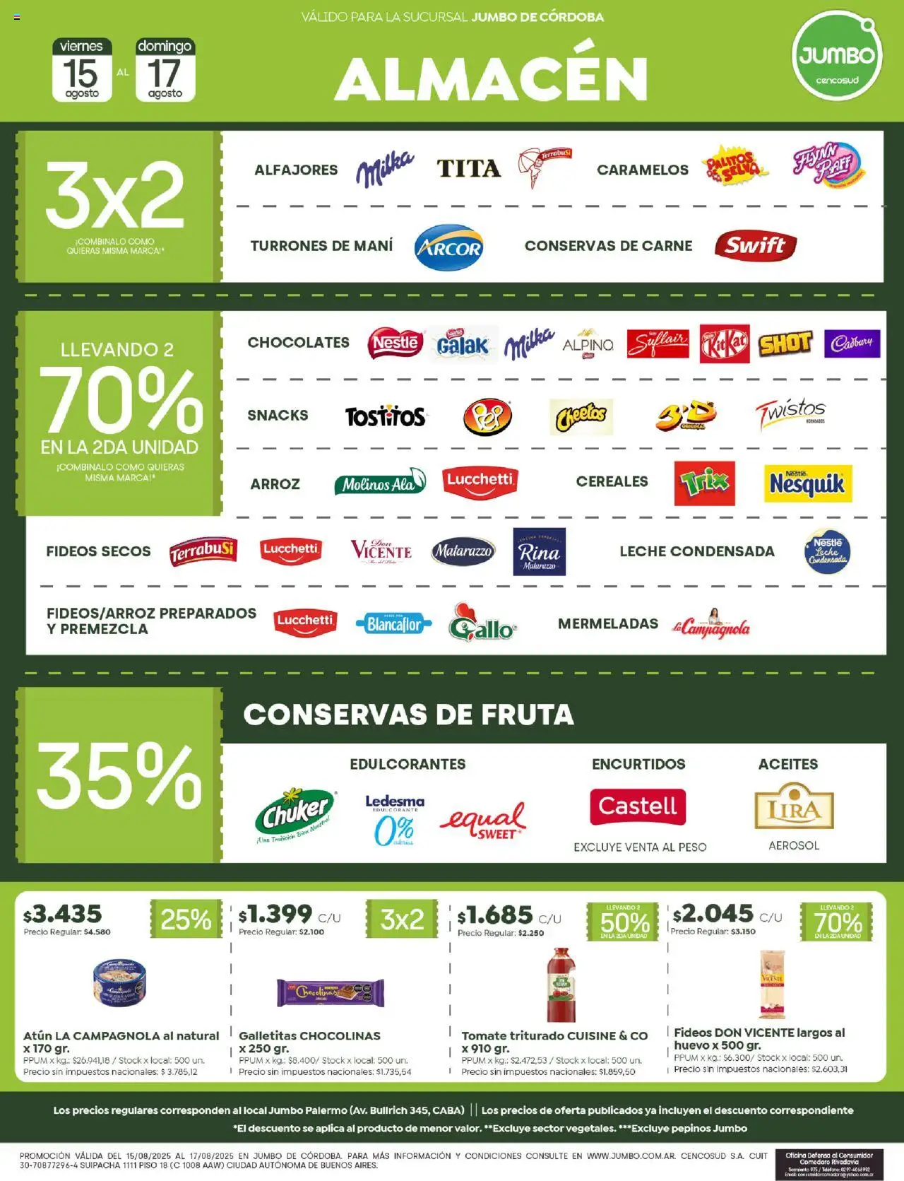 Jumbo - Ofertas | Córdoba │ válido desde el 15.08.2025 | Página: 2 | Productos: Teléfono, Atún, Fideos, Pepinos