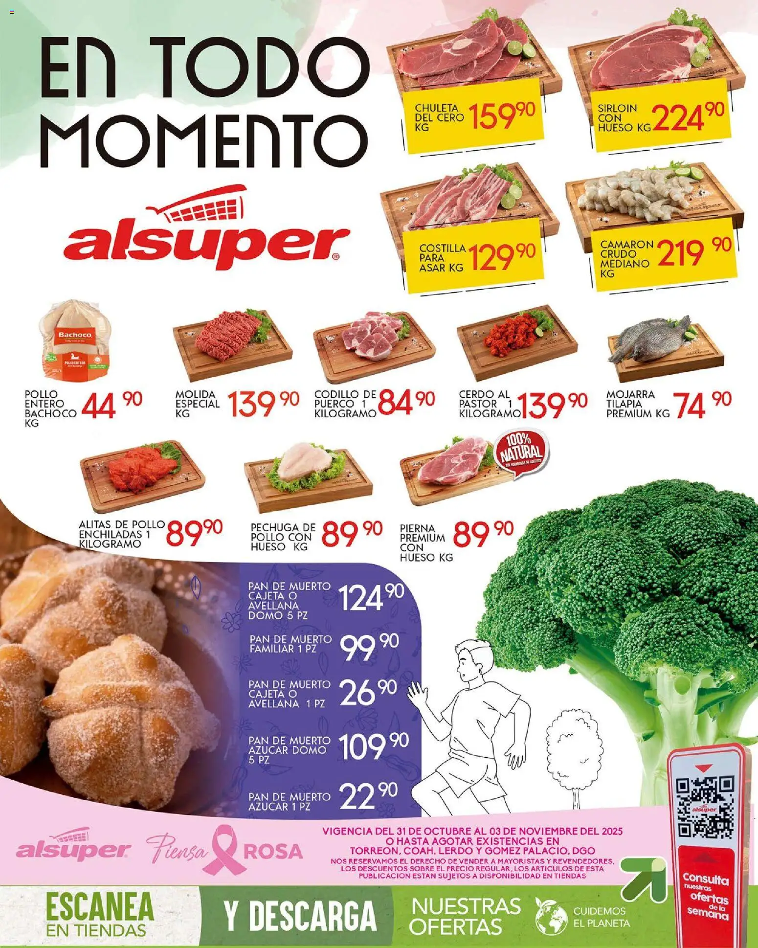 Nuevas ofertas de Alsuper válidas en toda la República Mexicana desde el 31.10.2025. ¡Encuentra las mejores ofertas en Alsuper folleto Laguna! | Página: 1 | Productos: Azúcar, Pan, Cerdo, Sobre