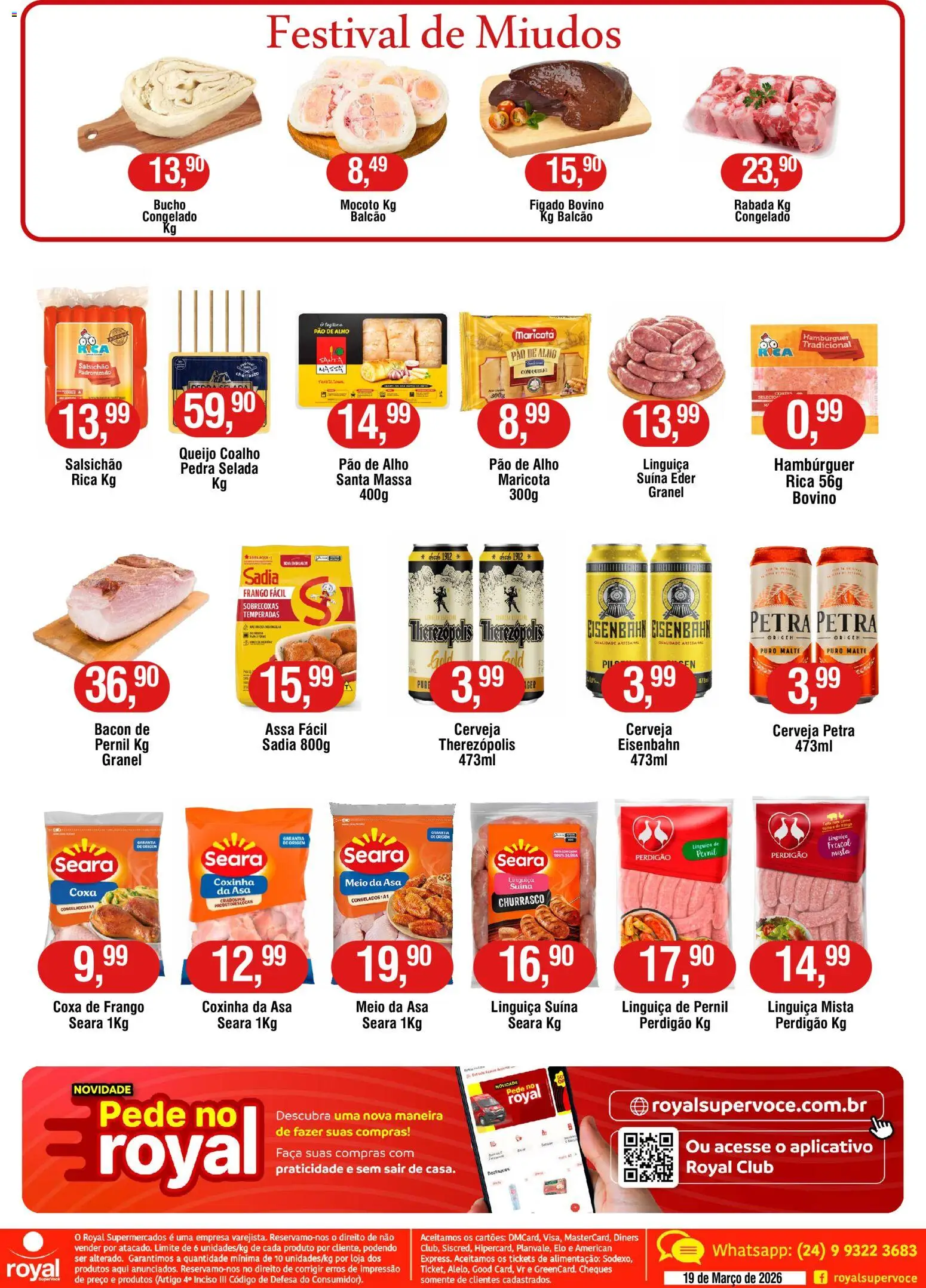 Royal Supermercados Folheto - válido de 19.03.2026 | Página: 2 | Produtos: Alho, Eisenbahn, Queijo coalho, Massa