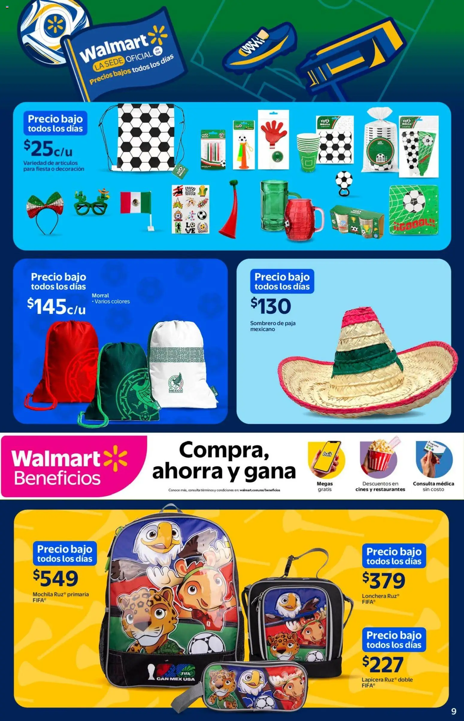 Nuevas ofertas de Walmart válidas en toda la República Mexicana desde el 23.04.2026. ¡Encuentra las mejores ofertas en Walmart folleto! | Página: 9 | Productos: Sombrero, Mochila, Morral