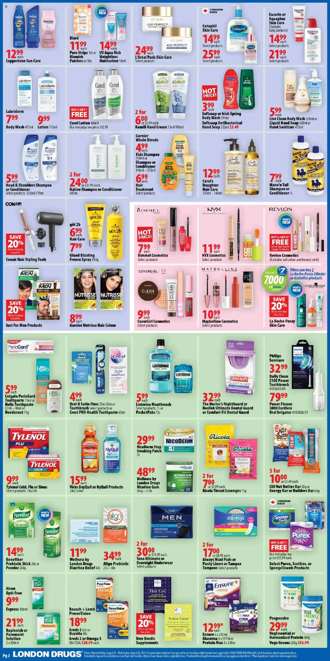 London Drugs flyer valid from 15.08.2025 | Page: 2 | Products: Soap, Body wash, Mouthwash, Butter