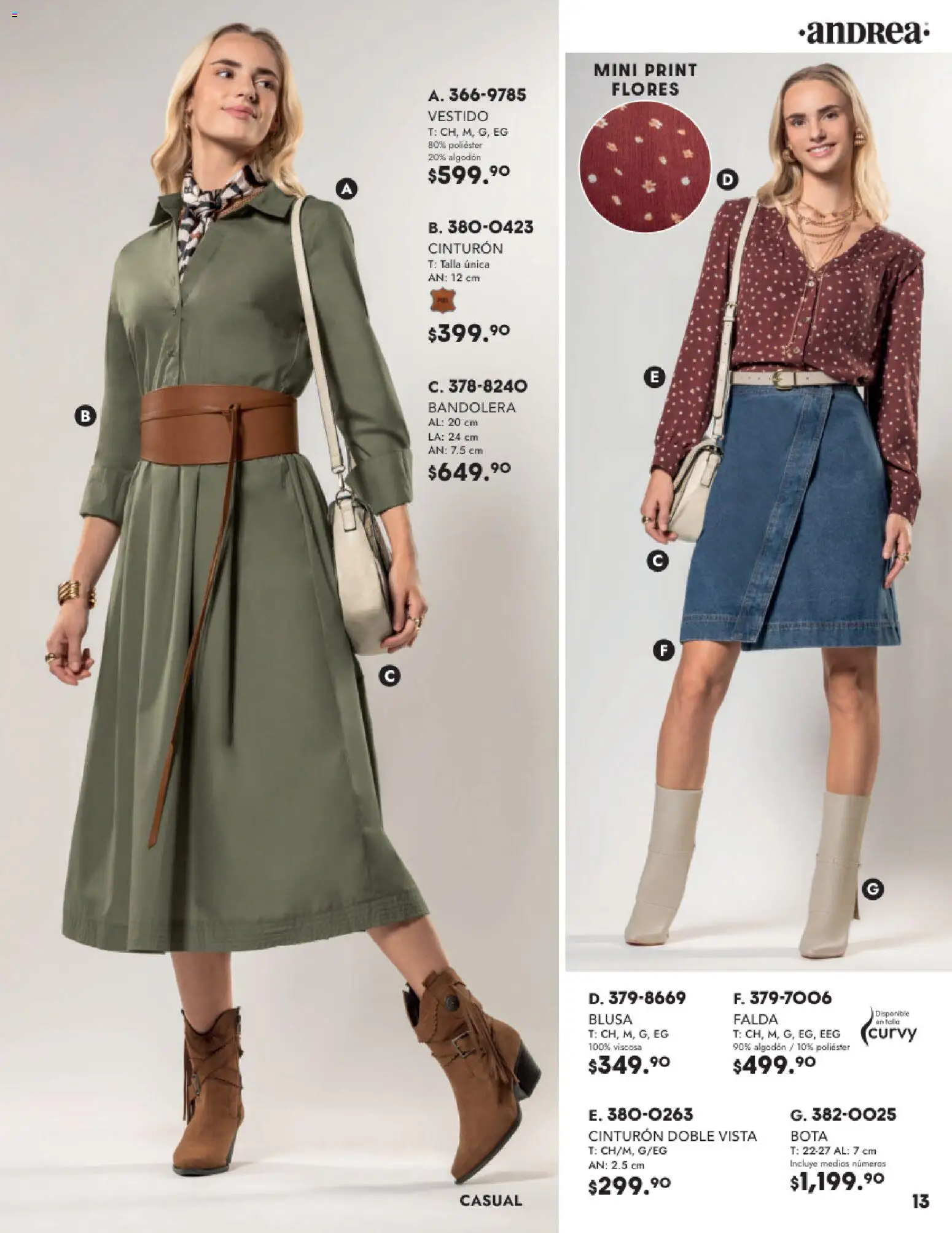 Nuevas ofertas de Andrea válidas en toda la República Mexicana desde el 26.11.2025. ¡Encuentra las mejores ofertas en Andrea catálogo Vestir! | Página: 13 | Productos: Blusa, Algodón, Vestido, Falda