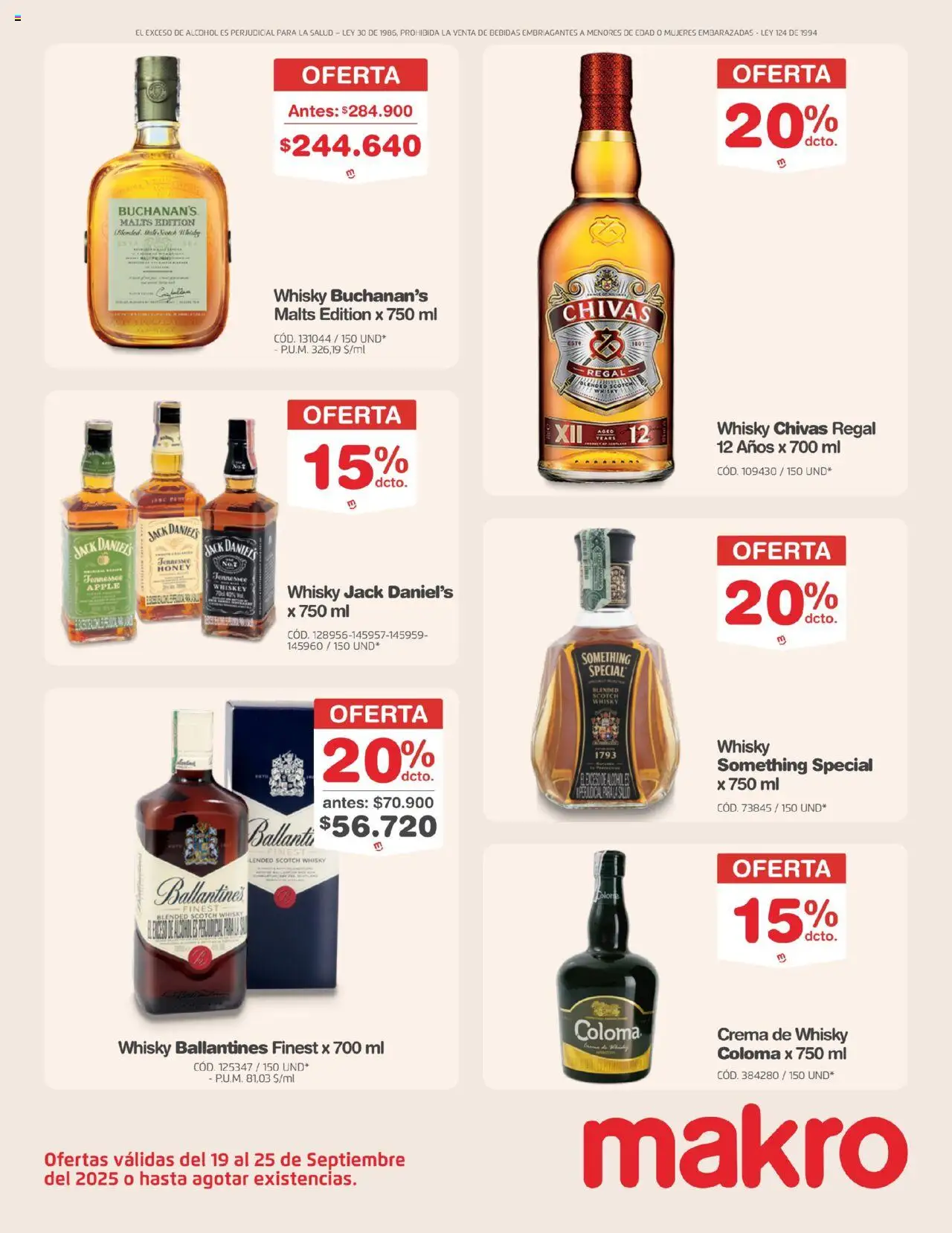Makro revista - valida desde el 19.09.2025 | Página: 7 | Productos: Crema, Whisky, Whiskey, Tintura