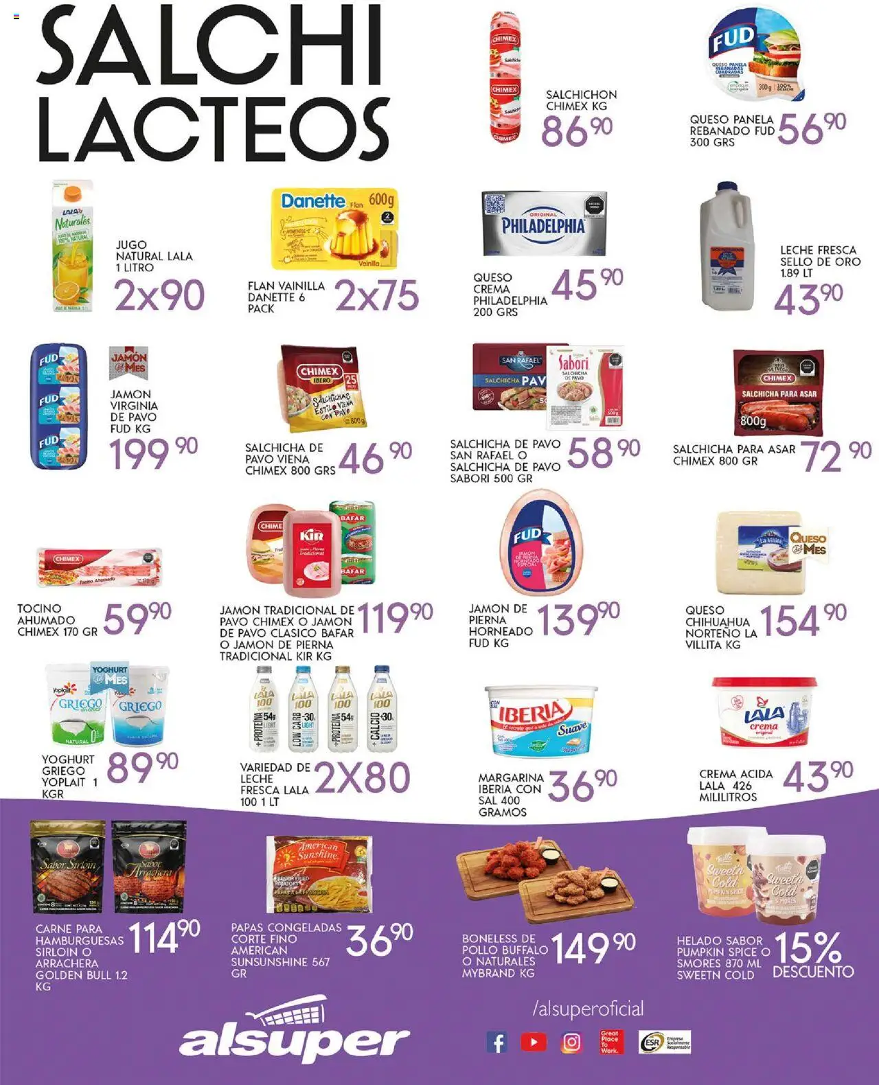 Nuevas ofertas de Alsuper válidas en toda la República Mexicana desde el 03.10.2025. ¡Encuentra las mejores ofertas en Alsuper - Folleto! | Página: 3 | Productos: Pollo, Tocino, Queso, Jamón