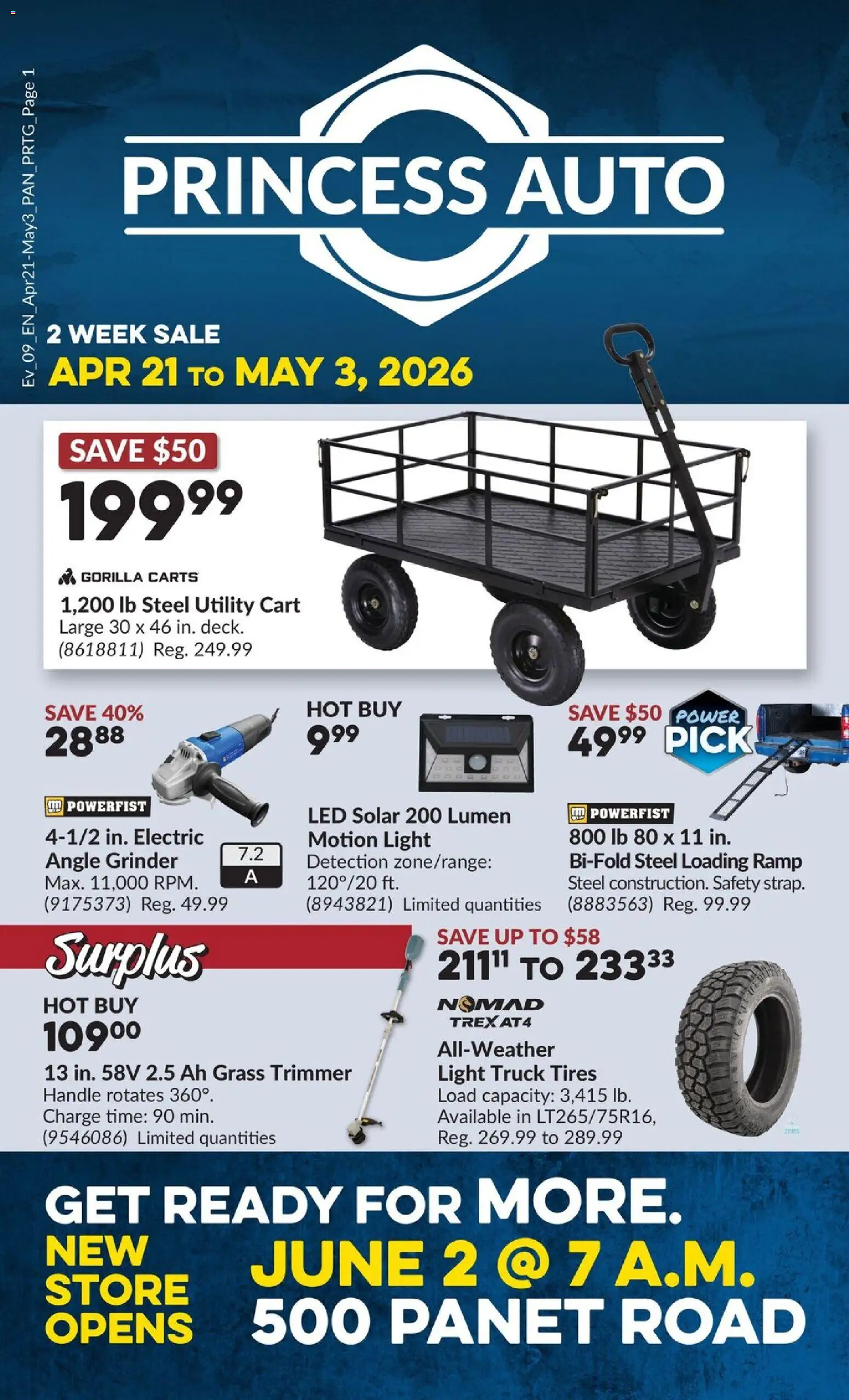 Princess Auto flyer valid from 21.04.2026 | Page: 1 | Products: Grinder