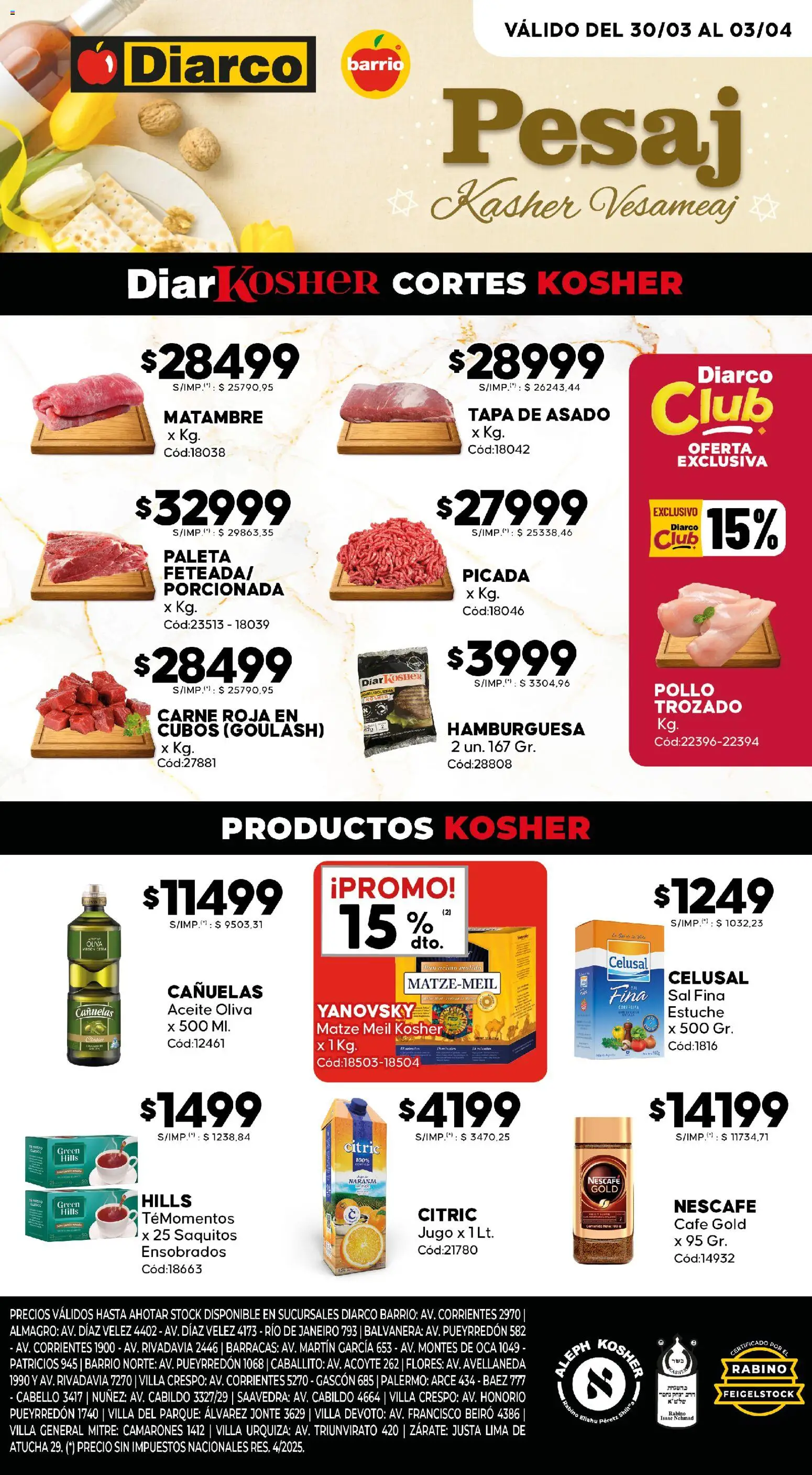 Diarco - Ofertas Kosher │ válido desde el 30.03.2026 | Página: 1 | Productos: Sal, Oliva, Paleta, Estuche