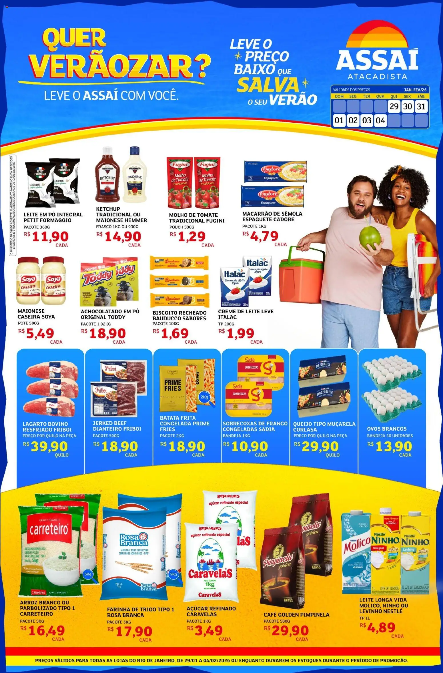 Assaí Atacadista Folheto - válido de 29.01.2026 | Página: 1 | Produtos: Farinha de trigo, Café, Açúcar, Frango