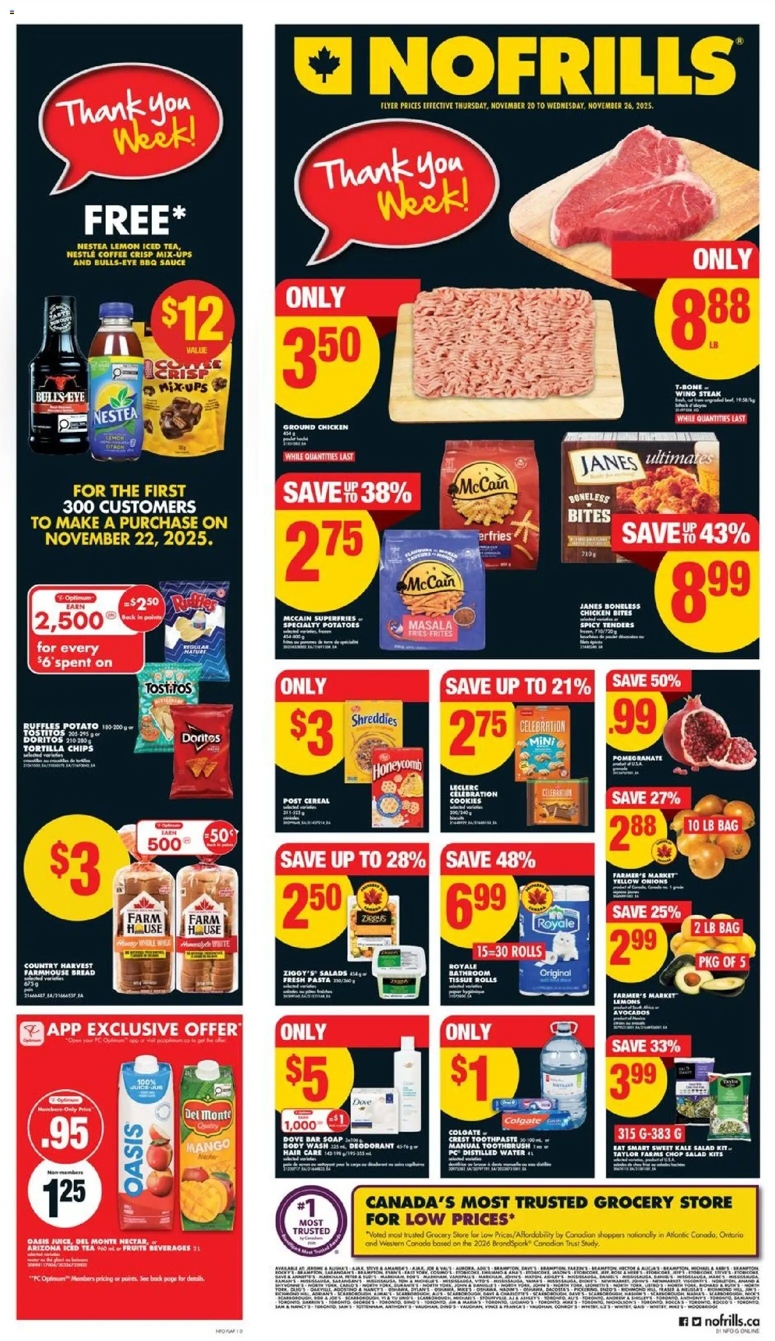 No Frills flyer valid from 20.11.2025 | Page: 1 | Products: Tea, Cookies, PC, Soap