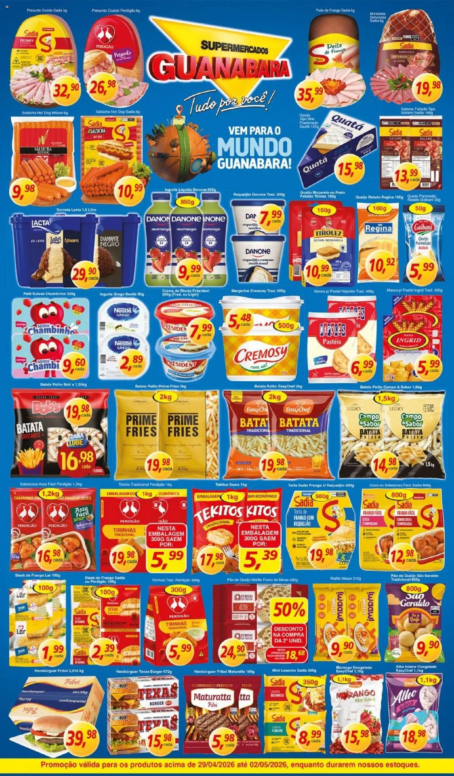 Supermercados Guanabara Folheto - válido de 29.04.2026 | Página: 8 | Produtos: Pão, Queijo ralado, Requeijão, Mussarela