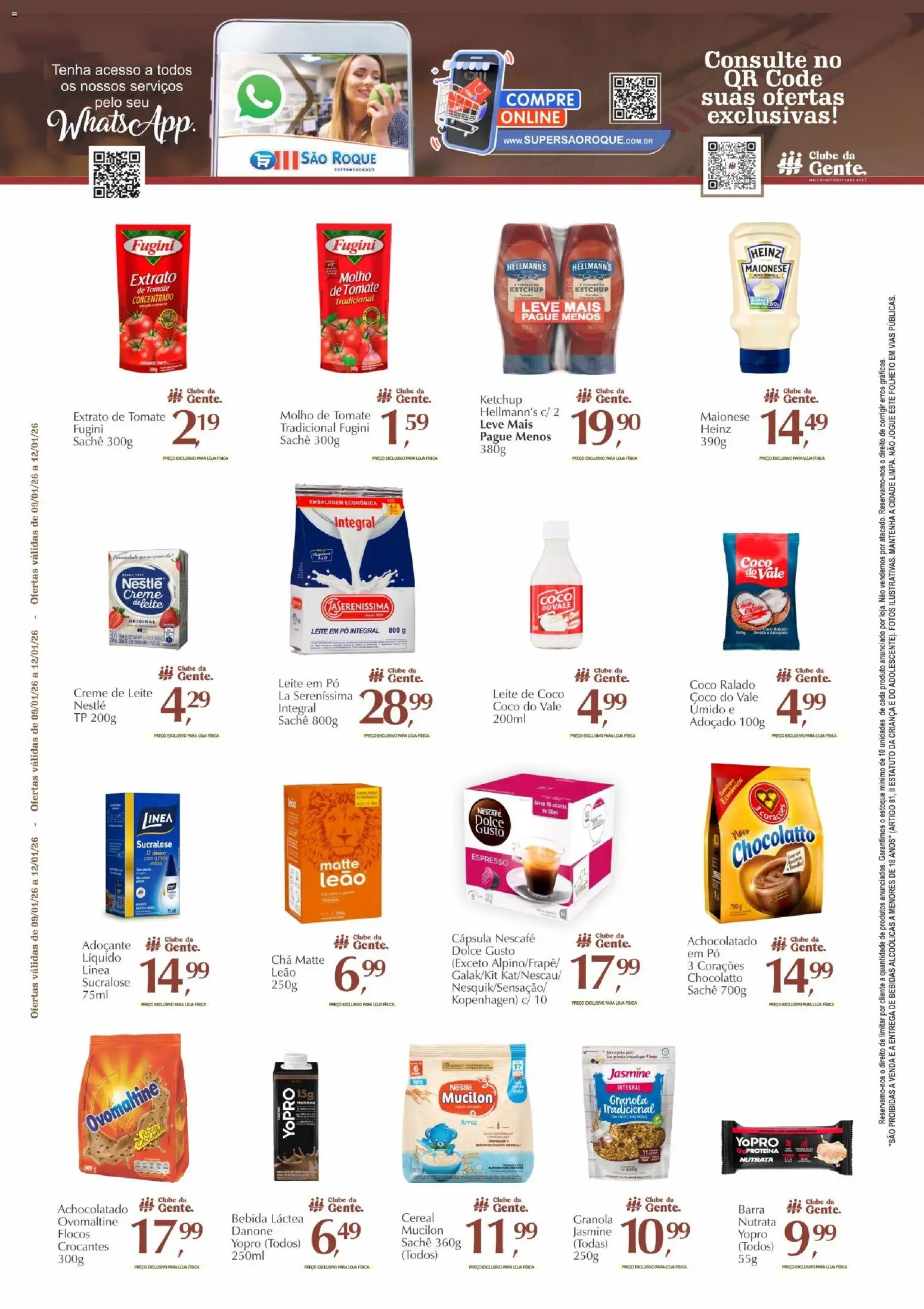 São Roque Supermercados Folheto - válido de 09.01.2026 | Página: 2 | Produtos: Xícaras, Ketchup, Creme, Flocos