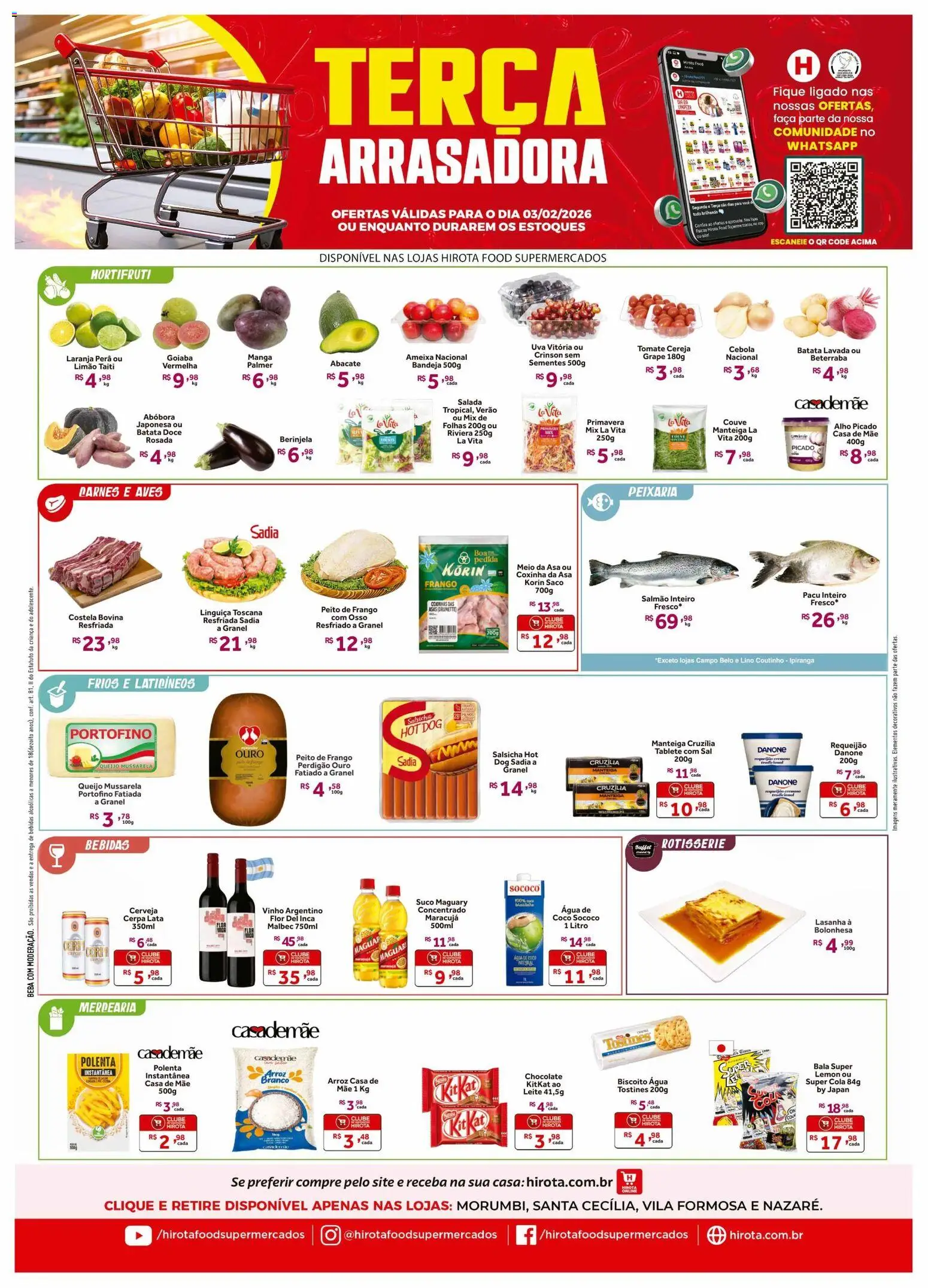 Hirota Food Folheto - válido de 03.02.2026 | Página: 1 | Produtos: Pera, Manteiga, Suco, Bala