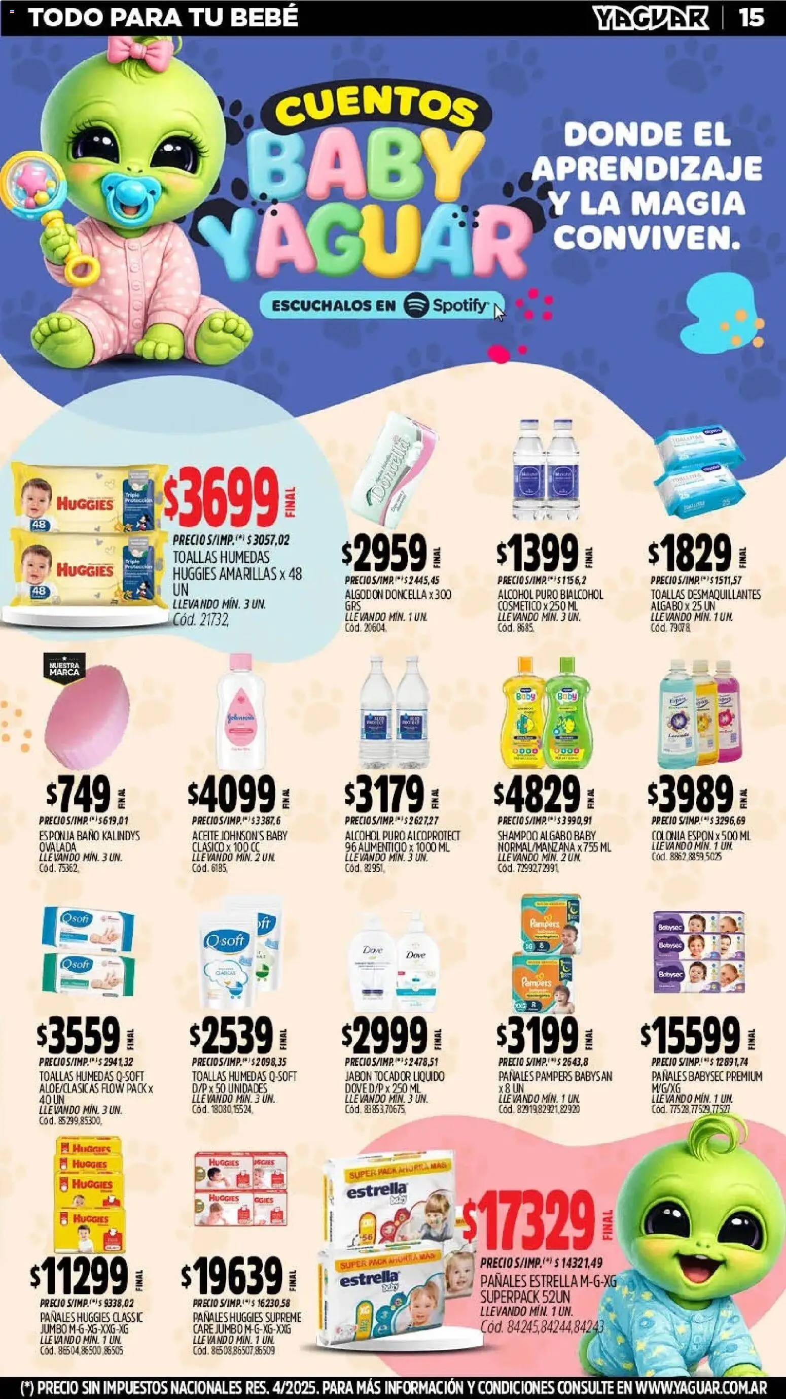 Yaguar - Oferta Semanal Neuquen │ válido desde el 09.03.2026 | Página: 16 | Productos: Algodón, Baño, Aceite, Pañales