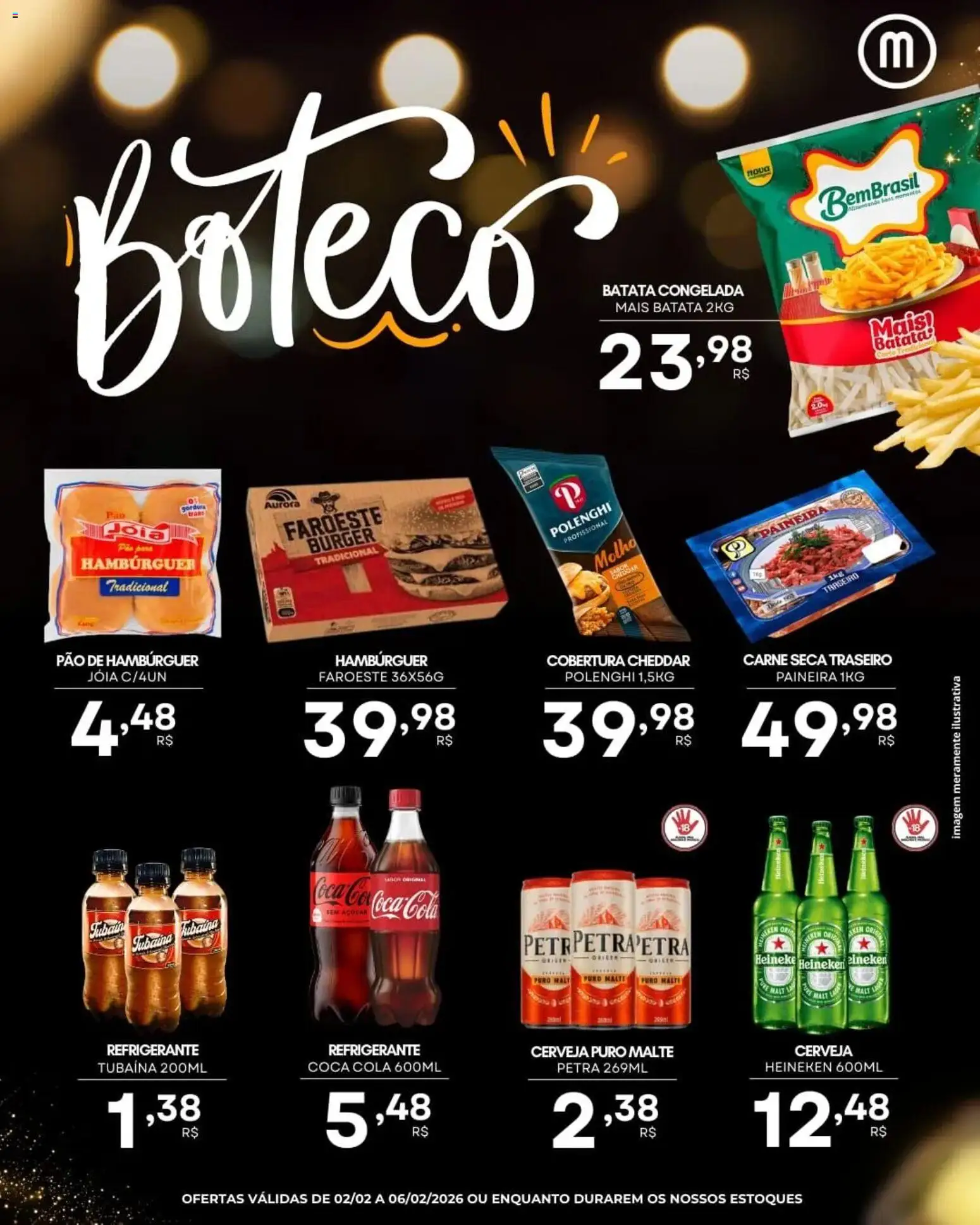 Mercadão Atacadista Folheto - válido de 02.02.2026 | Página: 4 | Produtos: Cerveja, Carne, Refrigerante, Batata