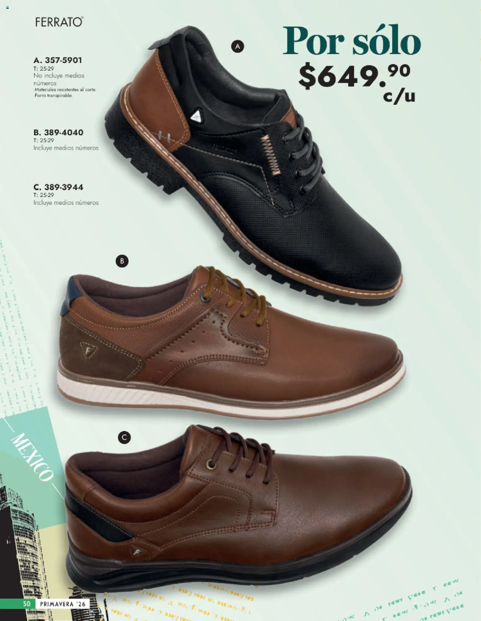 Nuevas ofertas de Andrea válidas en toda la República Mexicana desde el 25.01.2026. ¡Encuentra las mejores ofertas en Andrea catálogo Calzado Caballero! | Página: 50