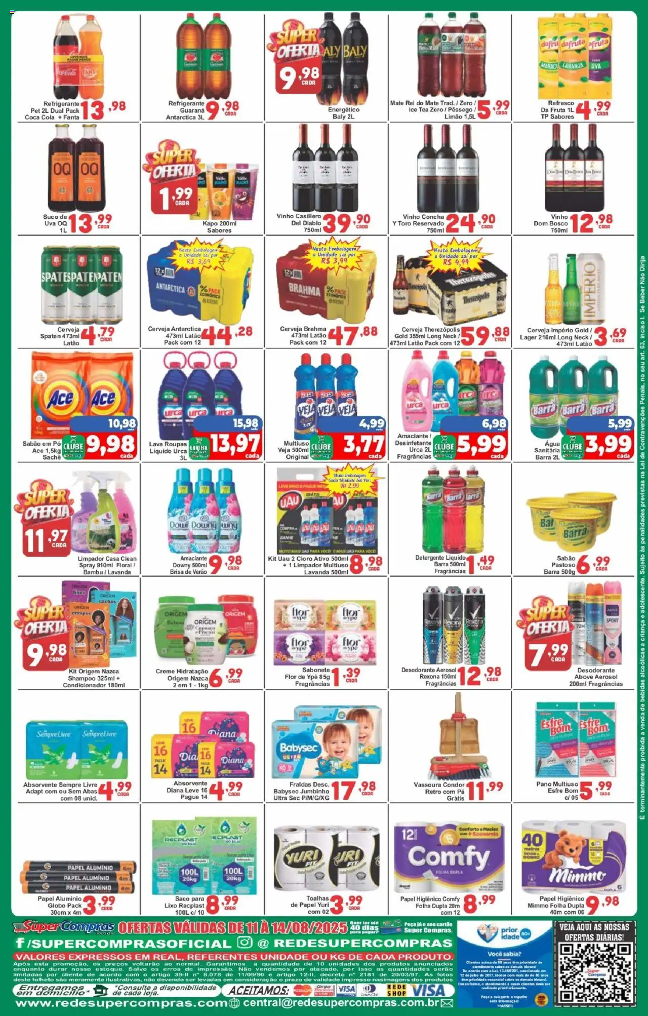 Rede Super Compras Folheto - válido de 11.08.2025 | Página: 4 | Produtos: Amaciante downy, Detergente, Pá, Desinfetante