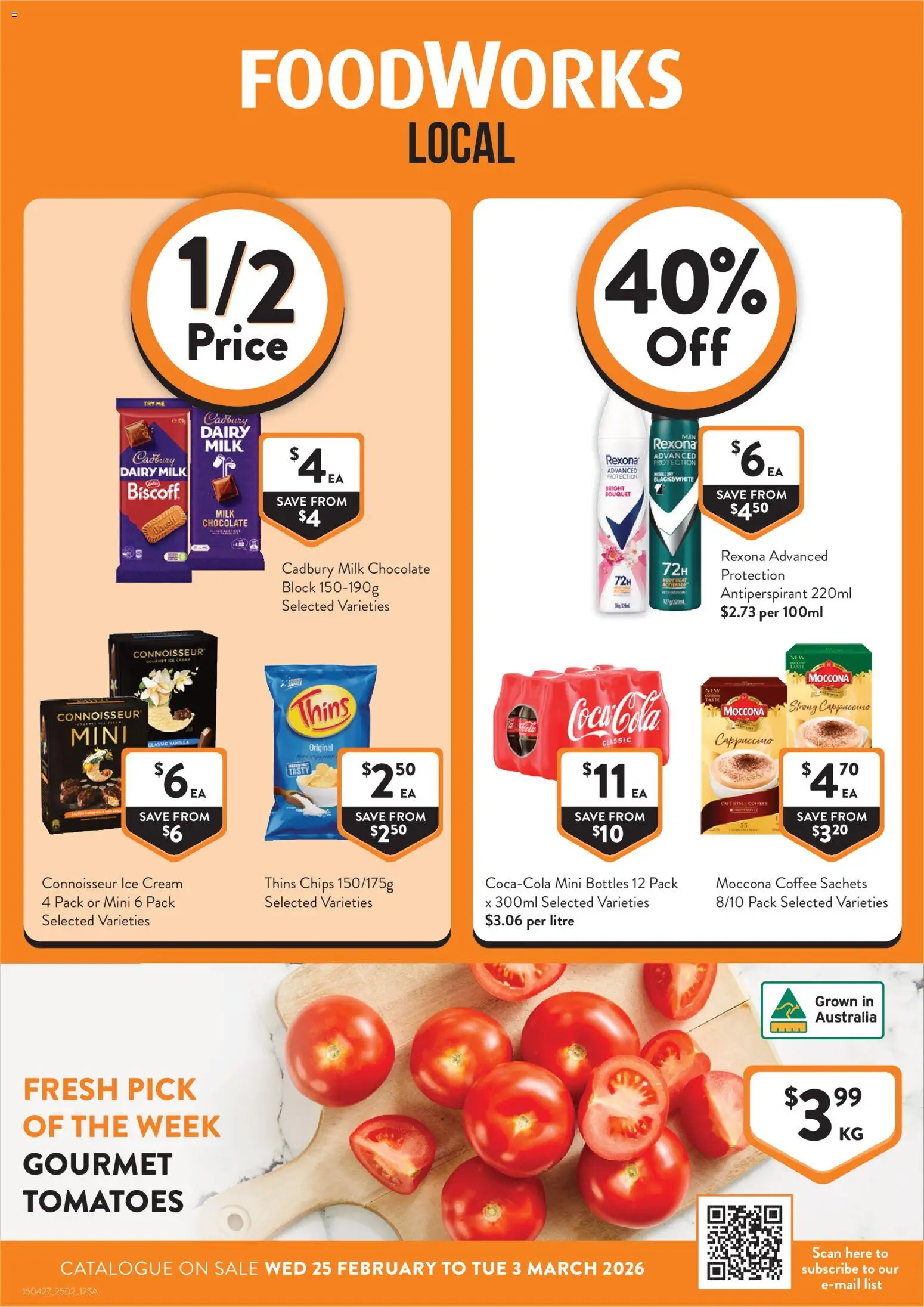 Foodworks catalogue - valid from 25.02.2026 | Page: 1 | Products: Dairy, Chocolate, Ice cream, Moccona