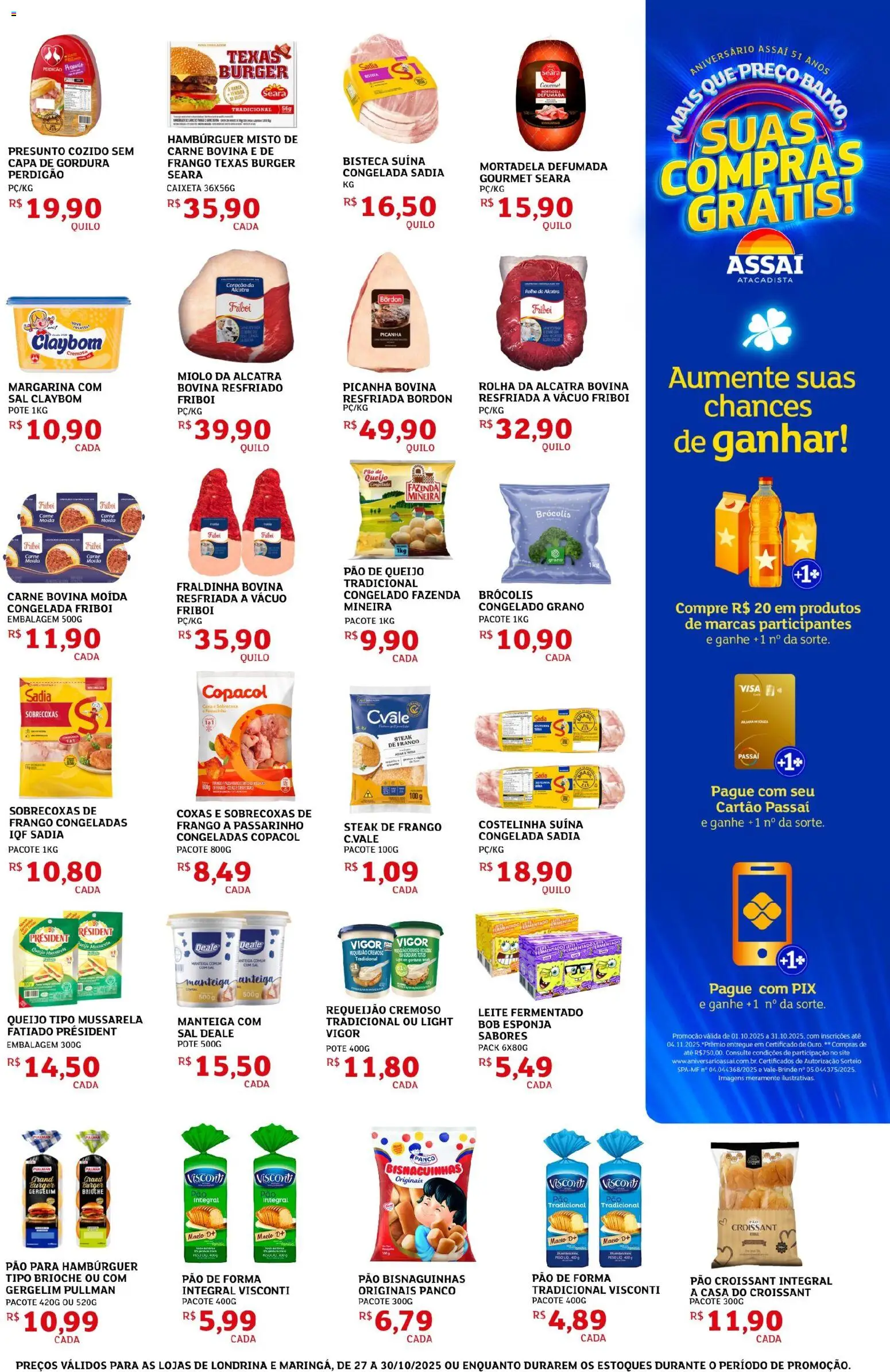Assaí Atacadista Folheto - válido de 27.10.2025 | Página: 5 | Produtos: Esponja, Pão, Carne, Requeijão