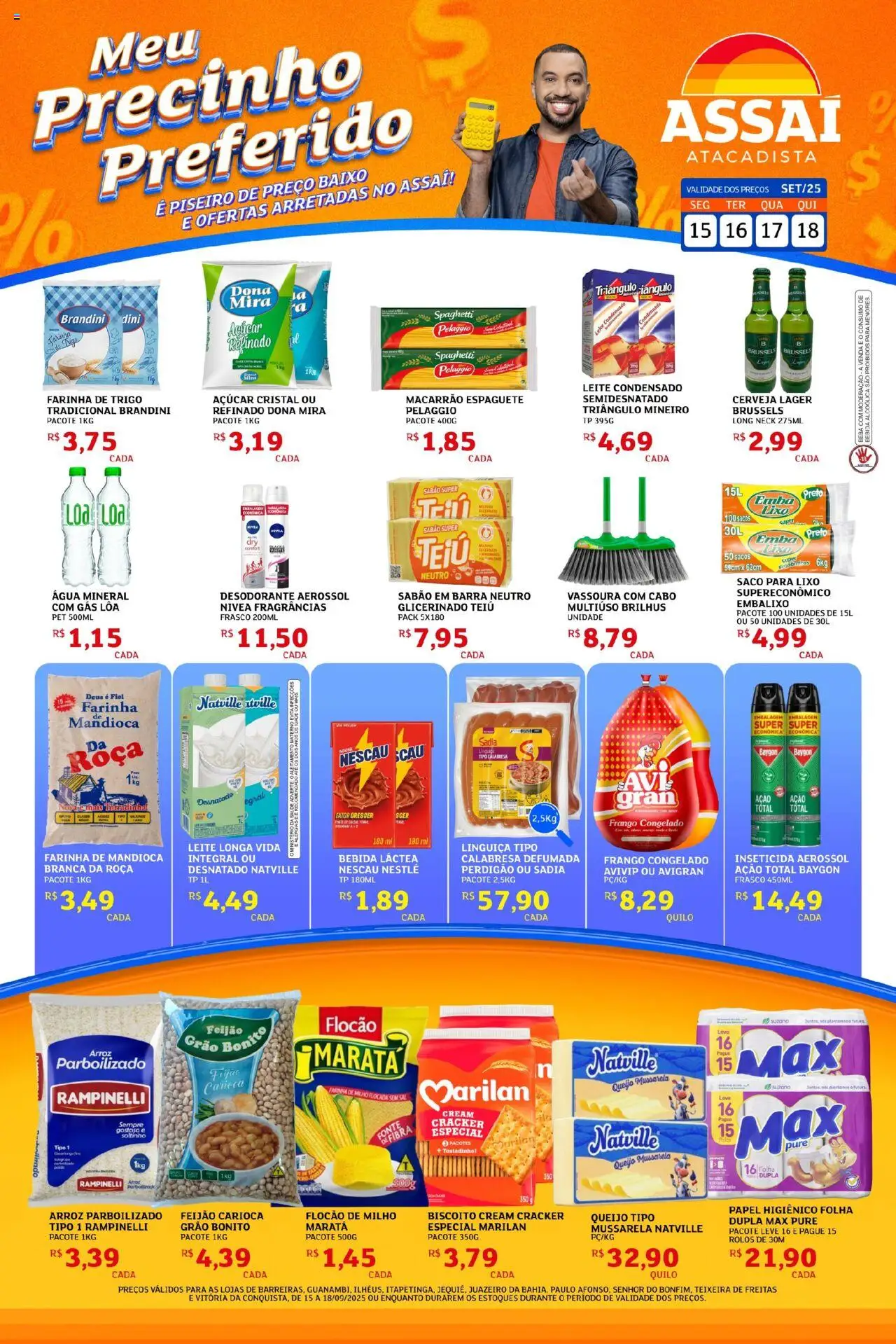 Assaí Atacadista Folheto - válido de 15.09.2025 | Página: 1 | Produtos: Feijão, Farinha de mandioca, Papel higiênico, Cabo