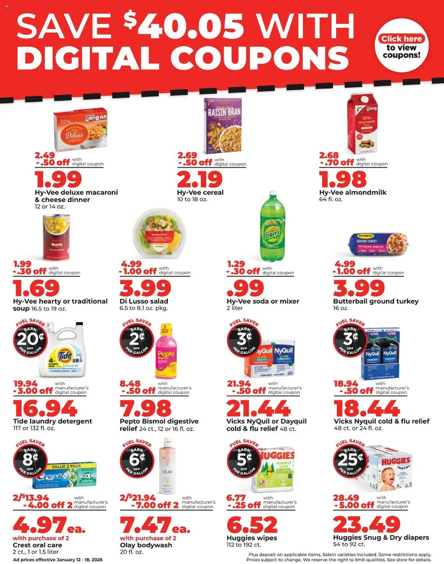 HyVee Weekly Ad - valid from 12.01.2026 | Page: 5 | Products: Cheese, Detergent, Salad, Mixer