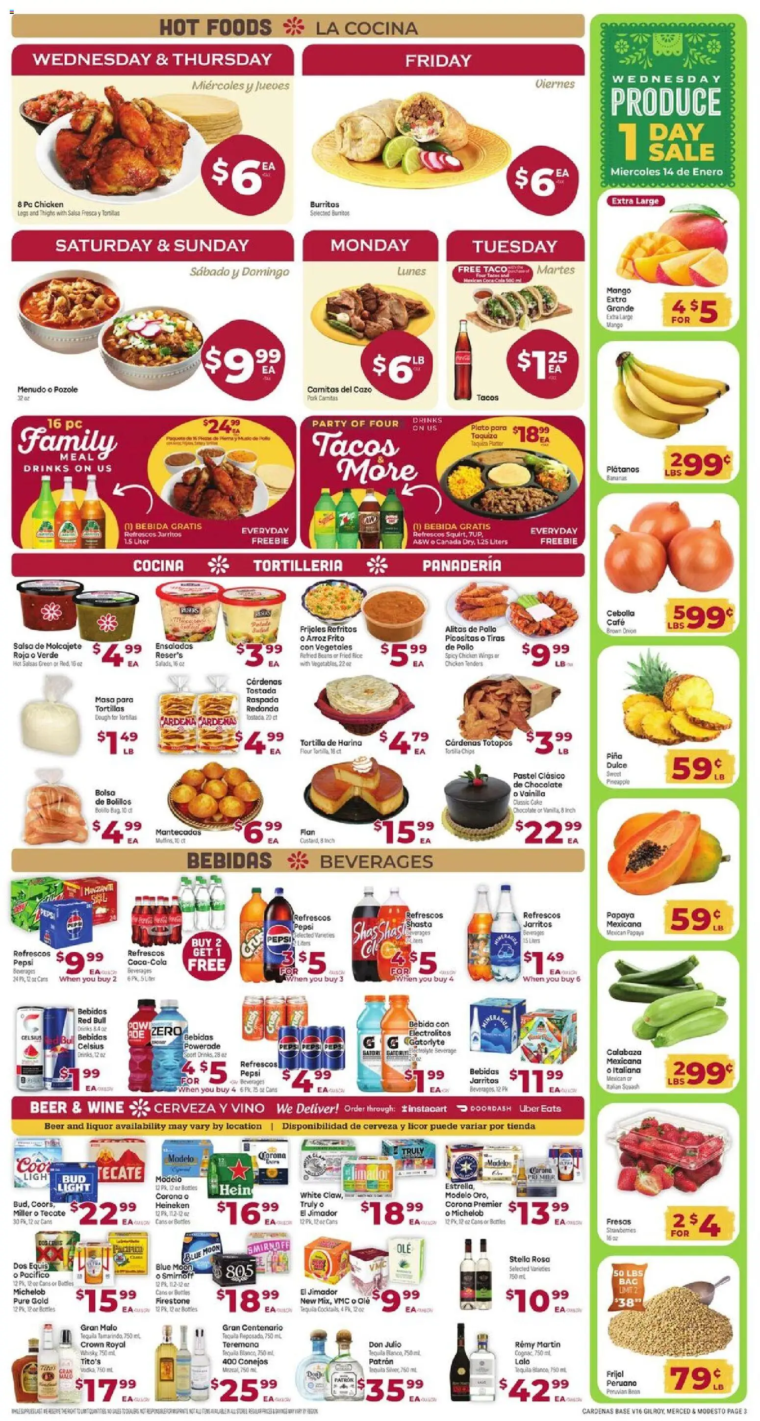 Cardenas Weekly Ad - valid from 14.01.2026 | Page: 3 | Products: Rice, Pineapple, Chips, Onion