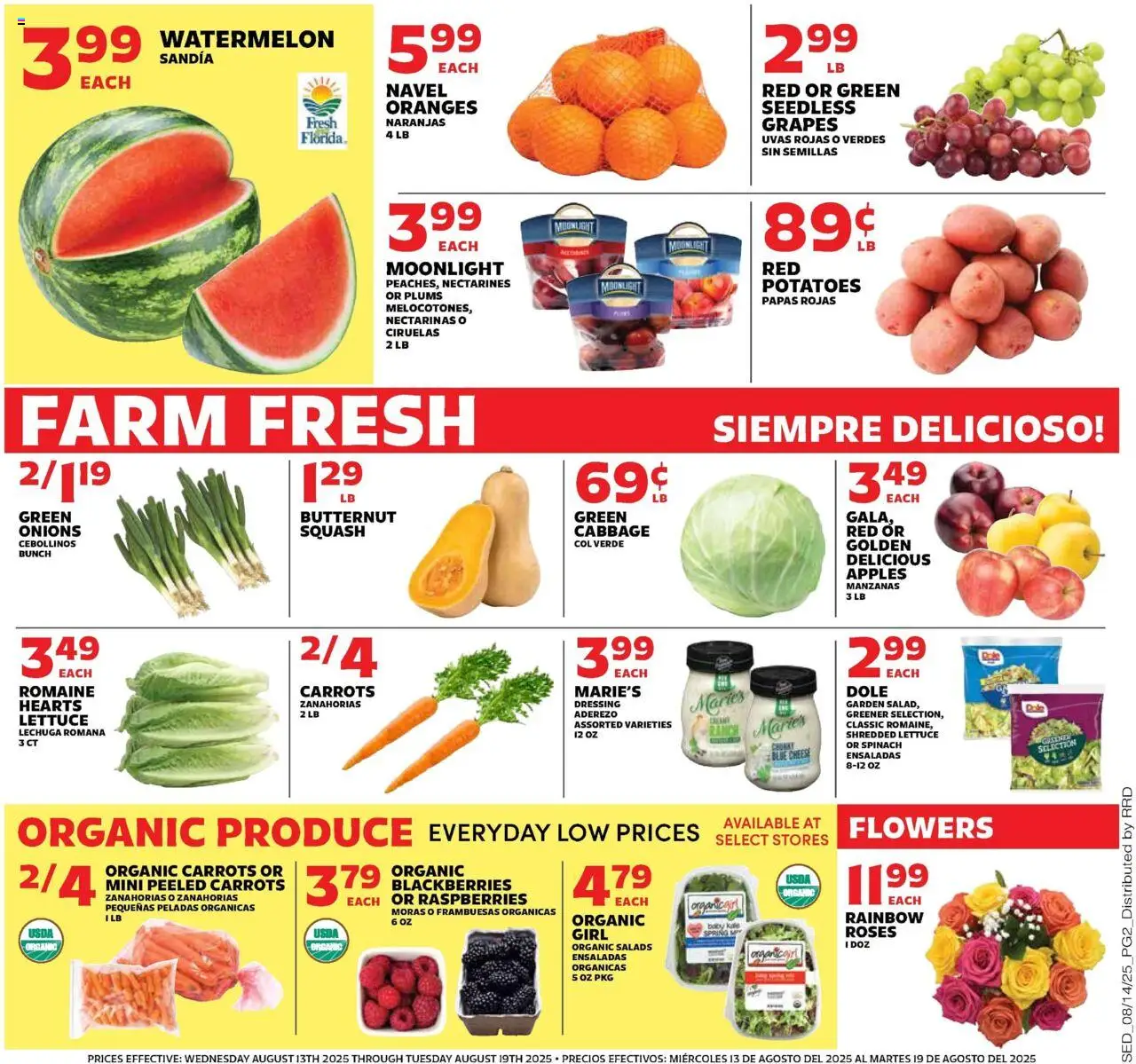 Sedano's Weekly Ad - valid from 13.08.2025 | Page: 2 | Products: Romaine, Spinach, Cabbage, Grapes