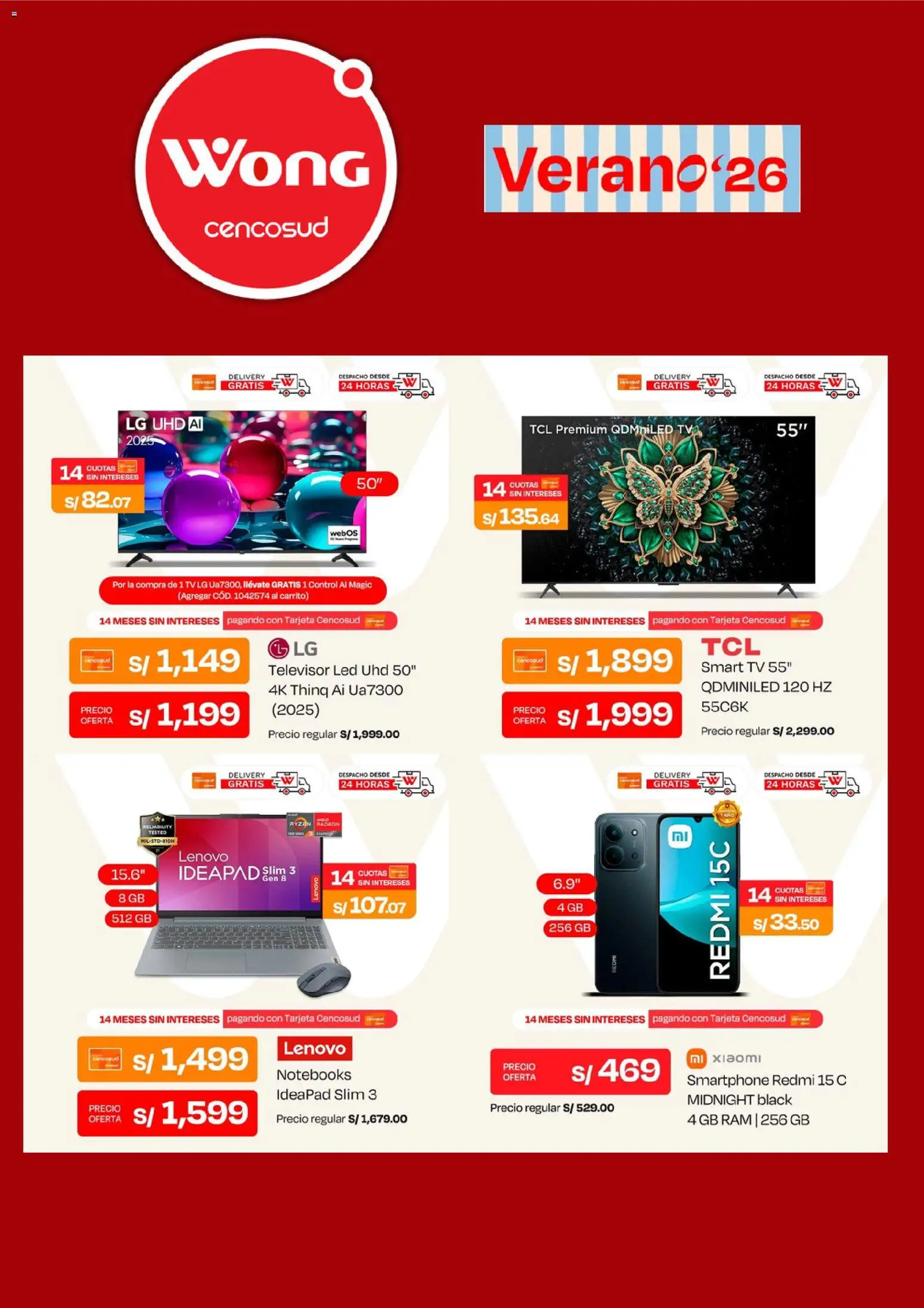 Catálogo Wong válido desde 27.04.2026 | Página: 4 | Productos: Smartphone, Televisor