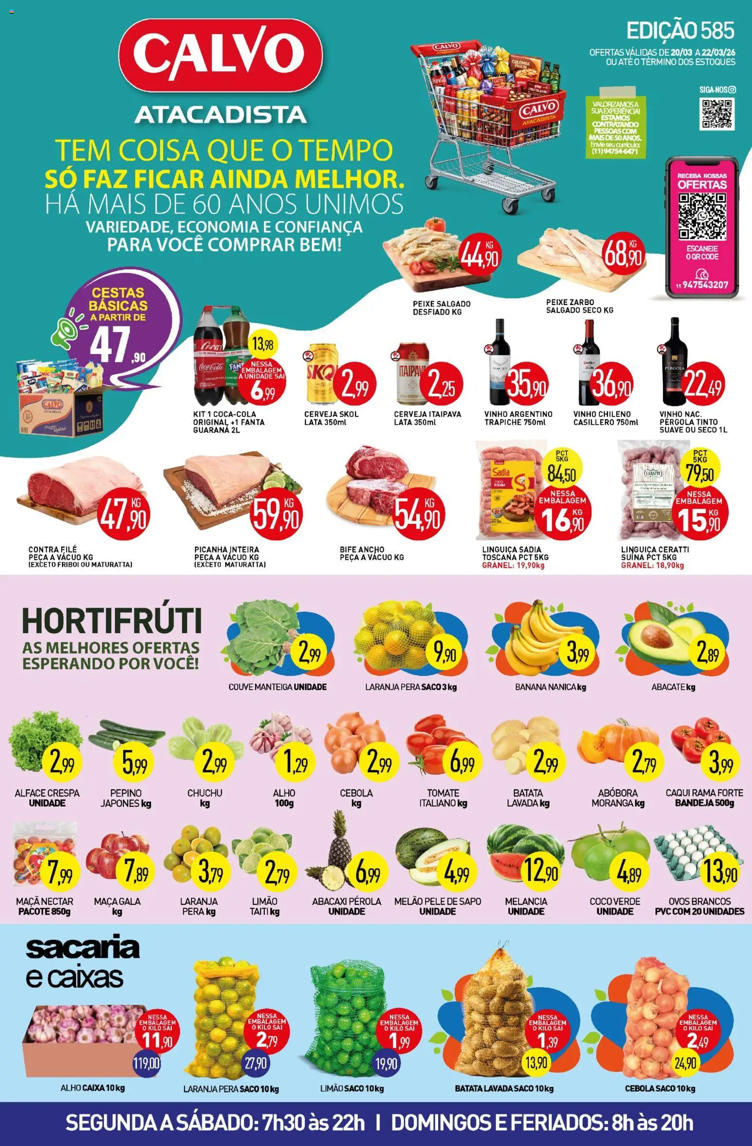 Calvo Atacadista Folheto - válido de 20.03.2026 | Página: 1 | Produtos: Pera, Picanha, Vinho, Couve