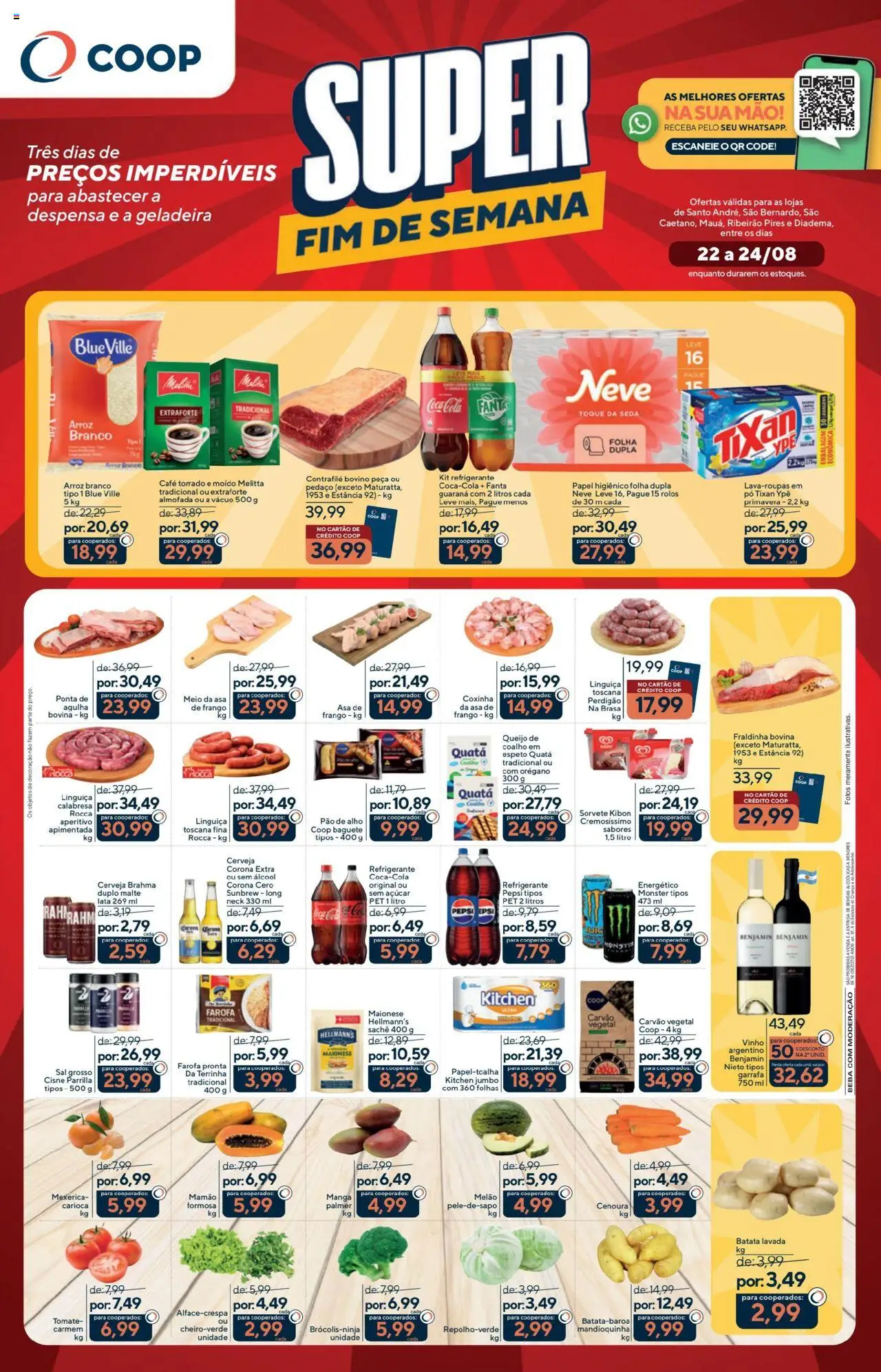 Coop Folheto - válido de 22.08.2025 | Página: 1 | Produtos: Mexerica, Guaraná, Pao de alho, Papel higiênico