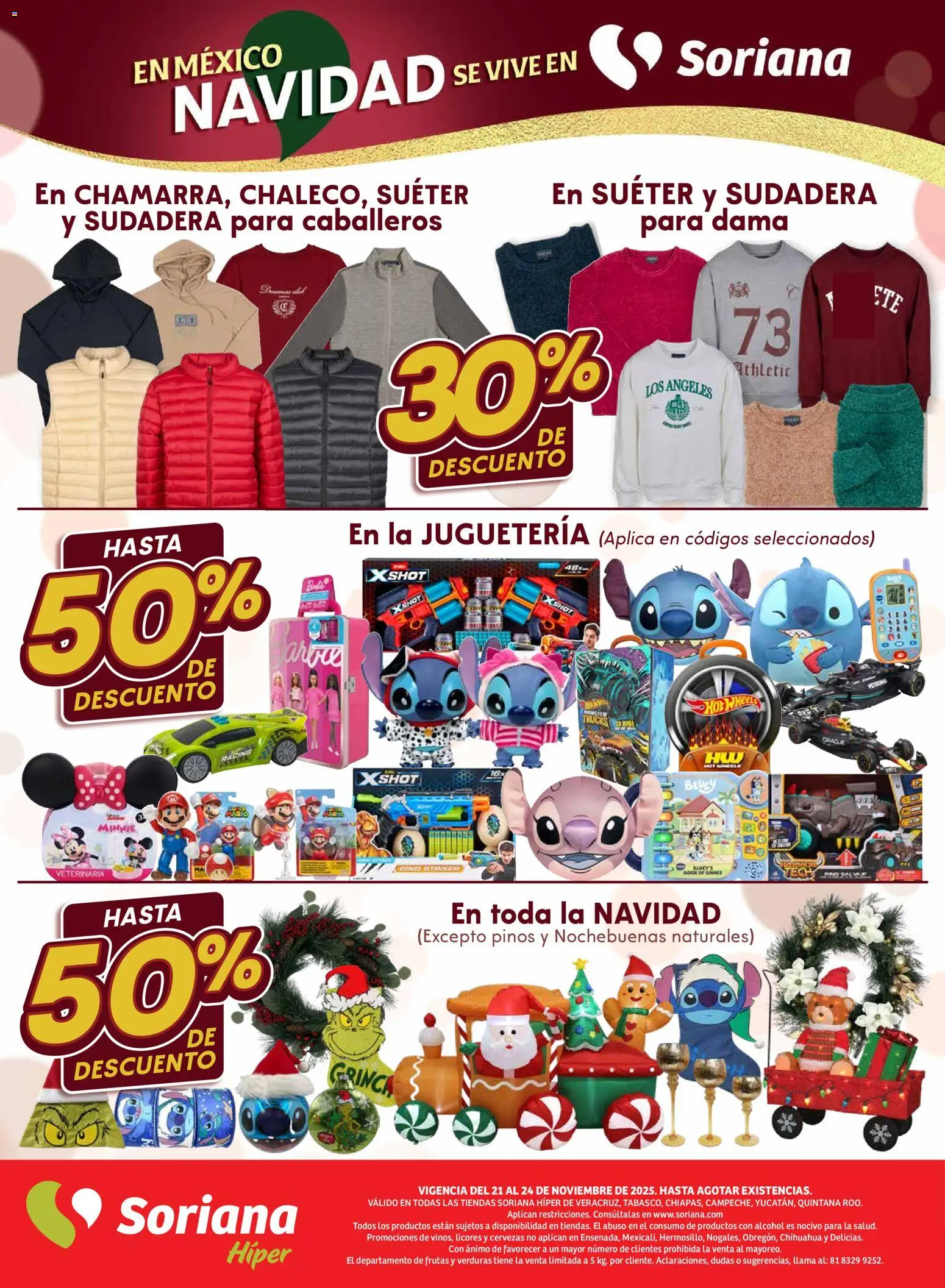 Nuevas ofertas de Soriana válidas en toda la República Mexicana desde el 21.11.2025. ¡Encuentra las mejores ofertas en Soriana - Fin de Semana Híper: Ver, Tab, Chis, Camp, Yuc y Q. Roo! | Página: 6 | Productos: Suéter, Sudadera, Shot