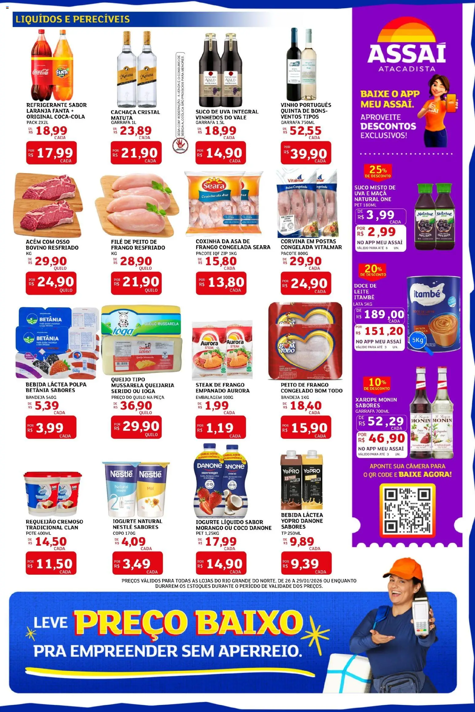 Assaí Atacadista Folheto - válido de 26.01.2026 | Página: 3 | Produtos: Cachaça, Suco, Bebida, Mussarela