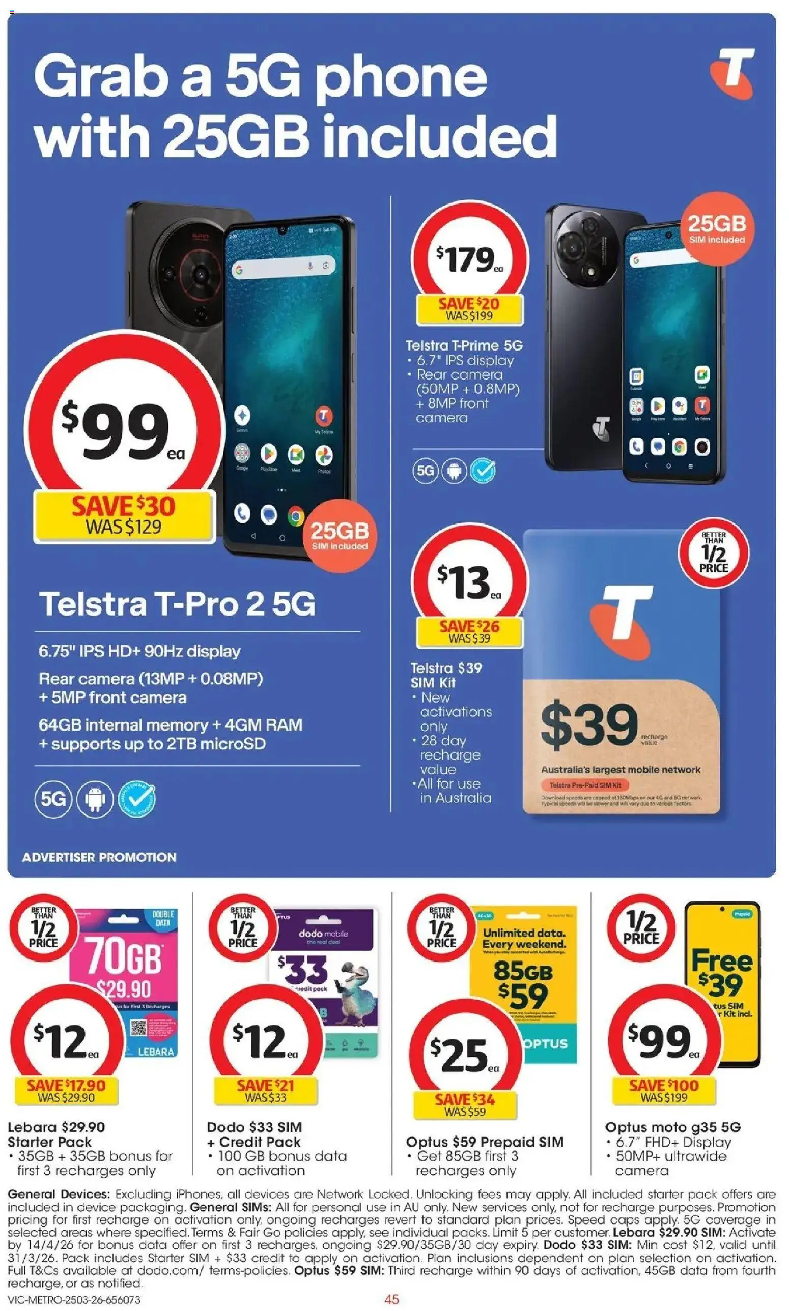 Coles catalogue - valid from 25.03.2026 | Page: 45 | Products: Phone, Device, Camera, Mobile