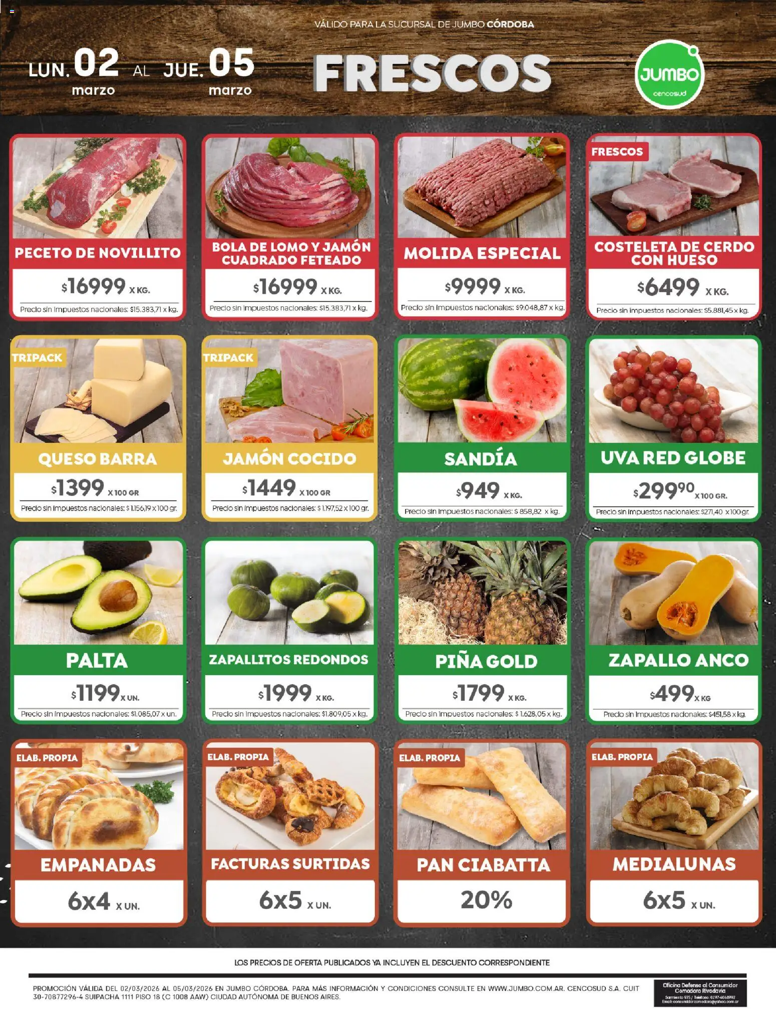 Jumbo - Ofertas | Córdoba │ válido desde el 02.03.2026 | Página: 1 | Productos: Teléfono, Sandía, Uva, Piña