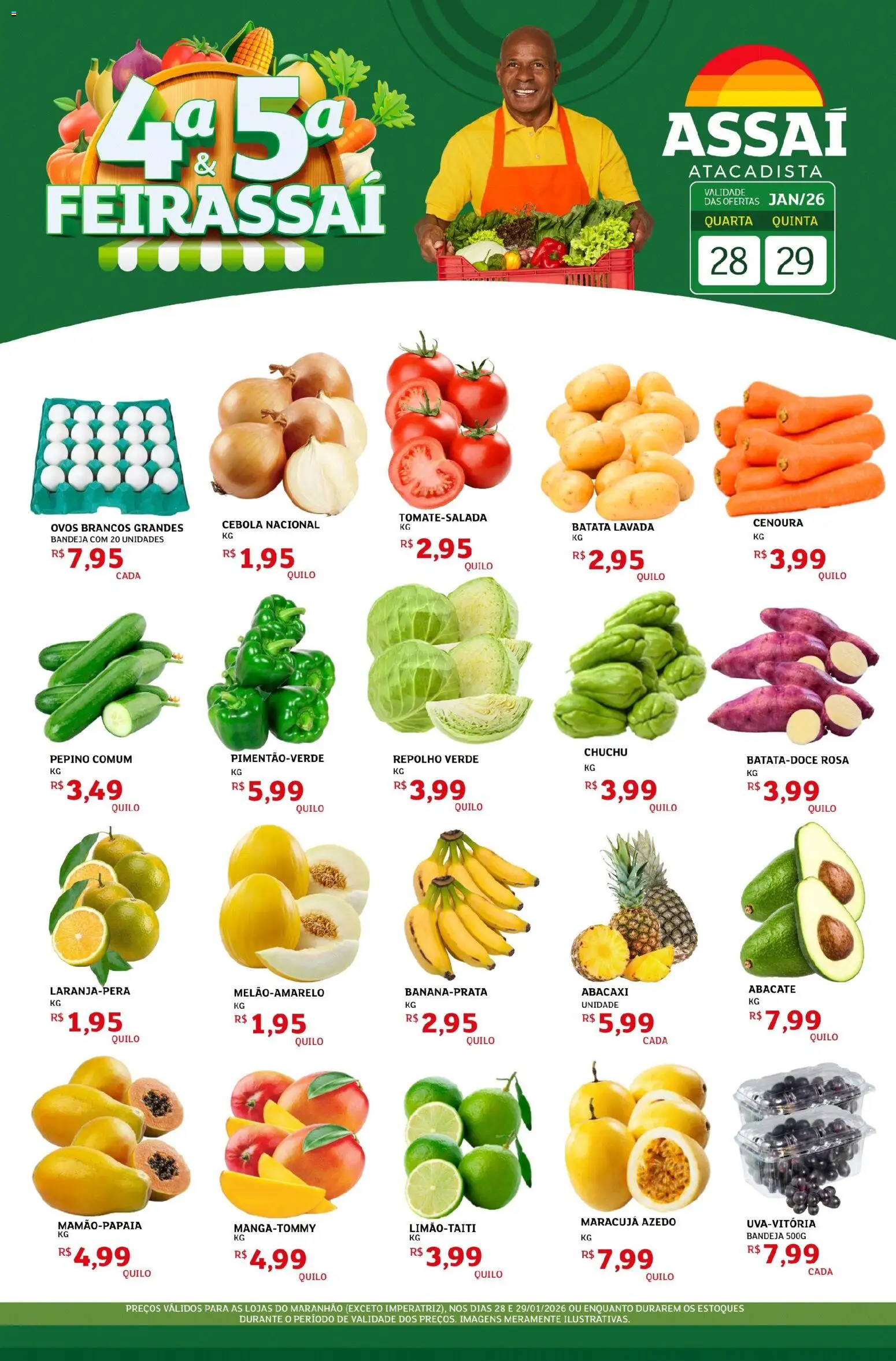 Assaí Atacadista Folheto - válido de 28.01.2026 | Página: 1 | Produtos: Repolho, Ovos, Bandeja, Batata