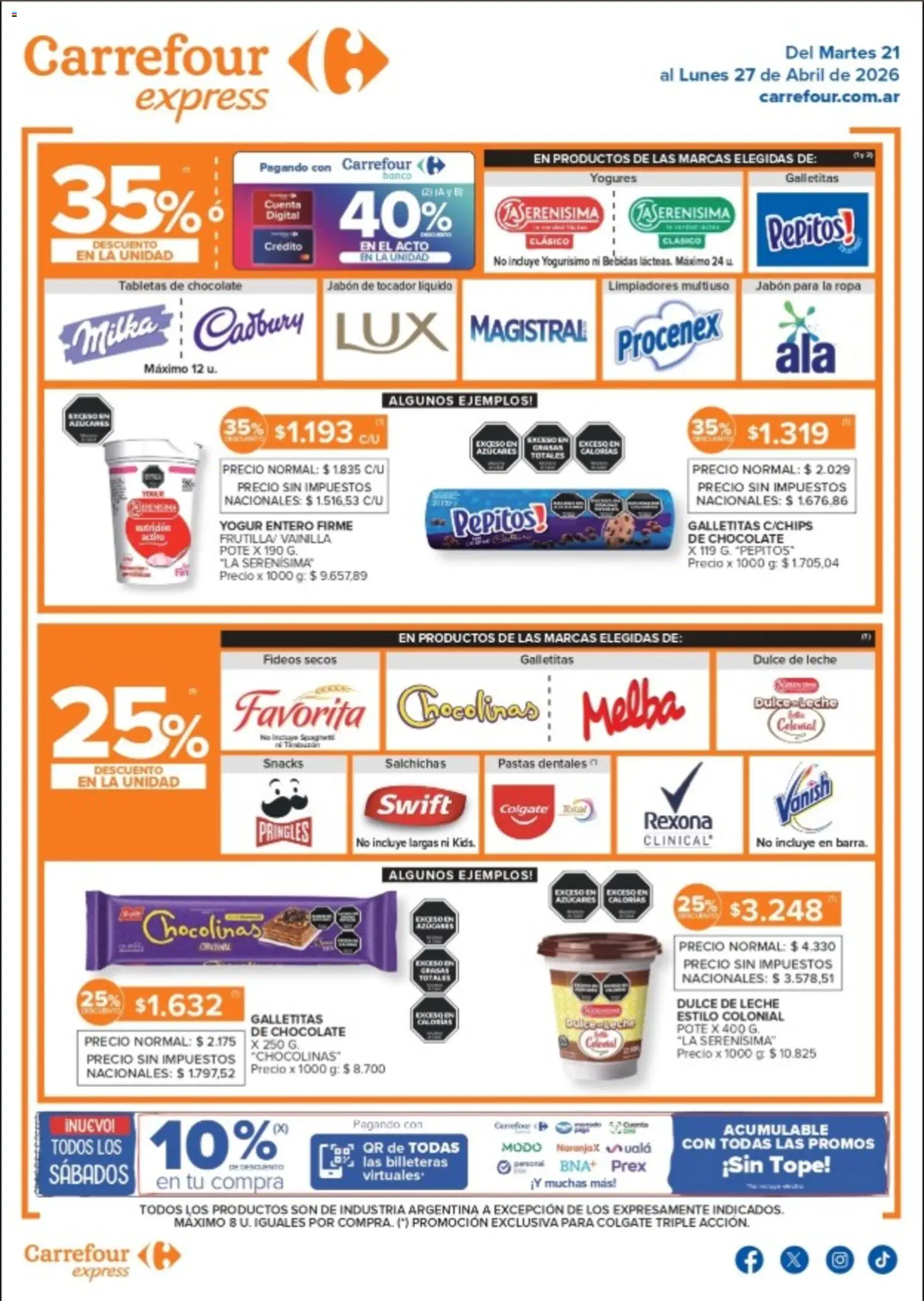 Carrefour Express - Ofertas │ válido desde el 21.04.2026 | Página: 1 | Productos: Jabón, Ropa, Leche, Fideos