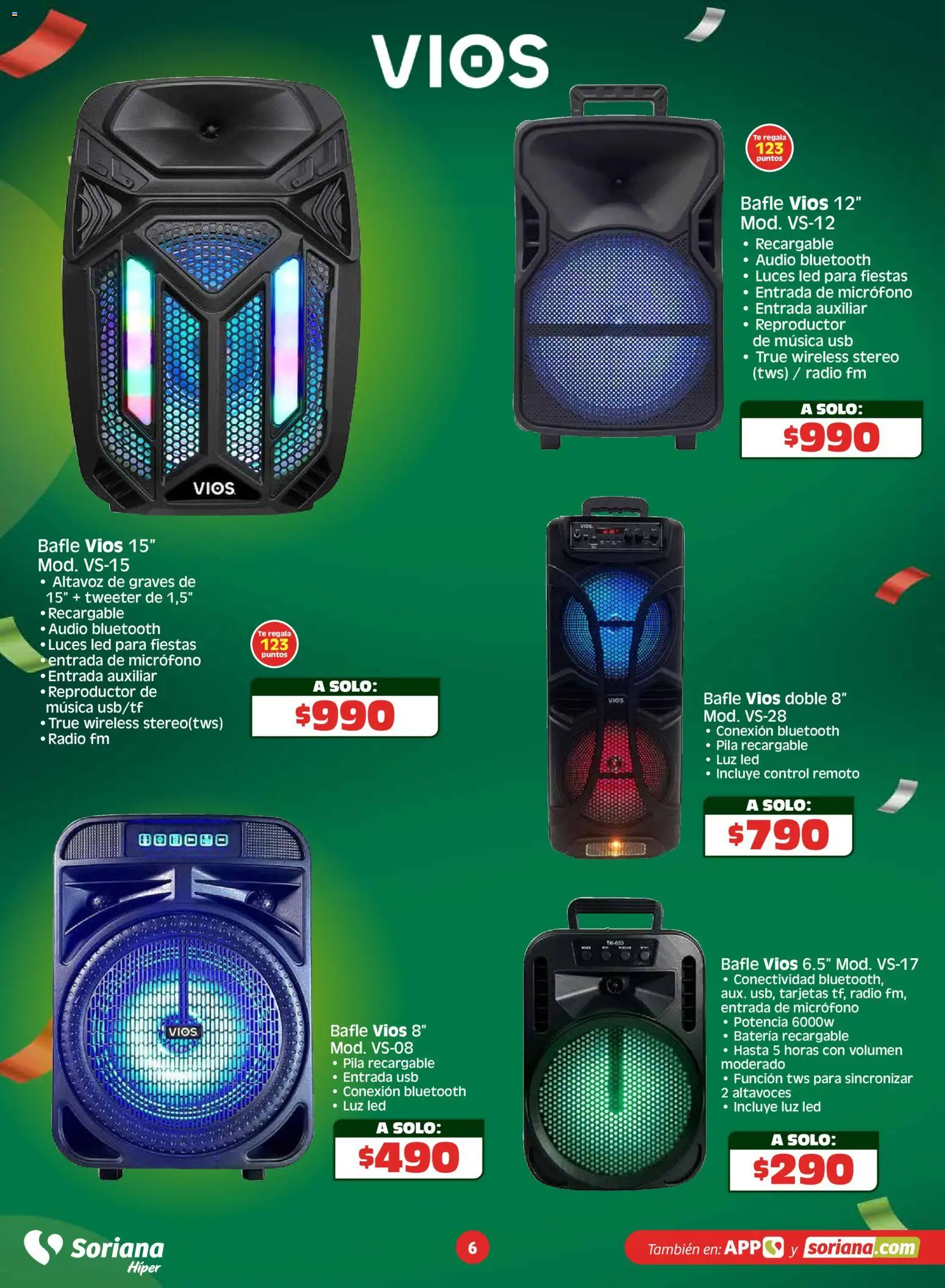 Nuevas ofertas de Soriana válidas en toda la República Mexicana desde el 26.03.2026. ¡Encuentra las mejores ofertas en Soriana En México apoyamos con todo Híper Nacional! | Página: 6 | Productos: Audio, Radio, Reproductor, Batería