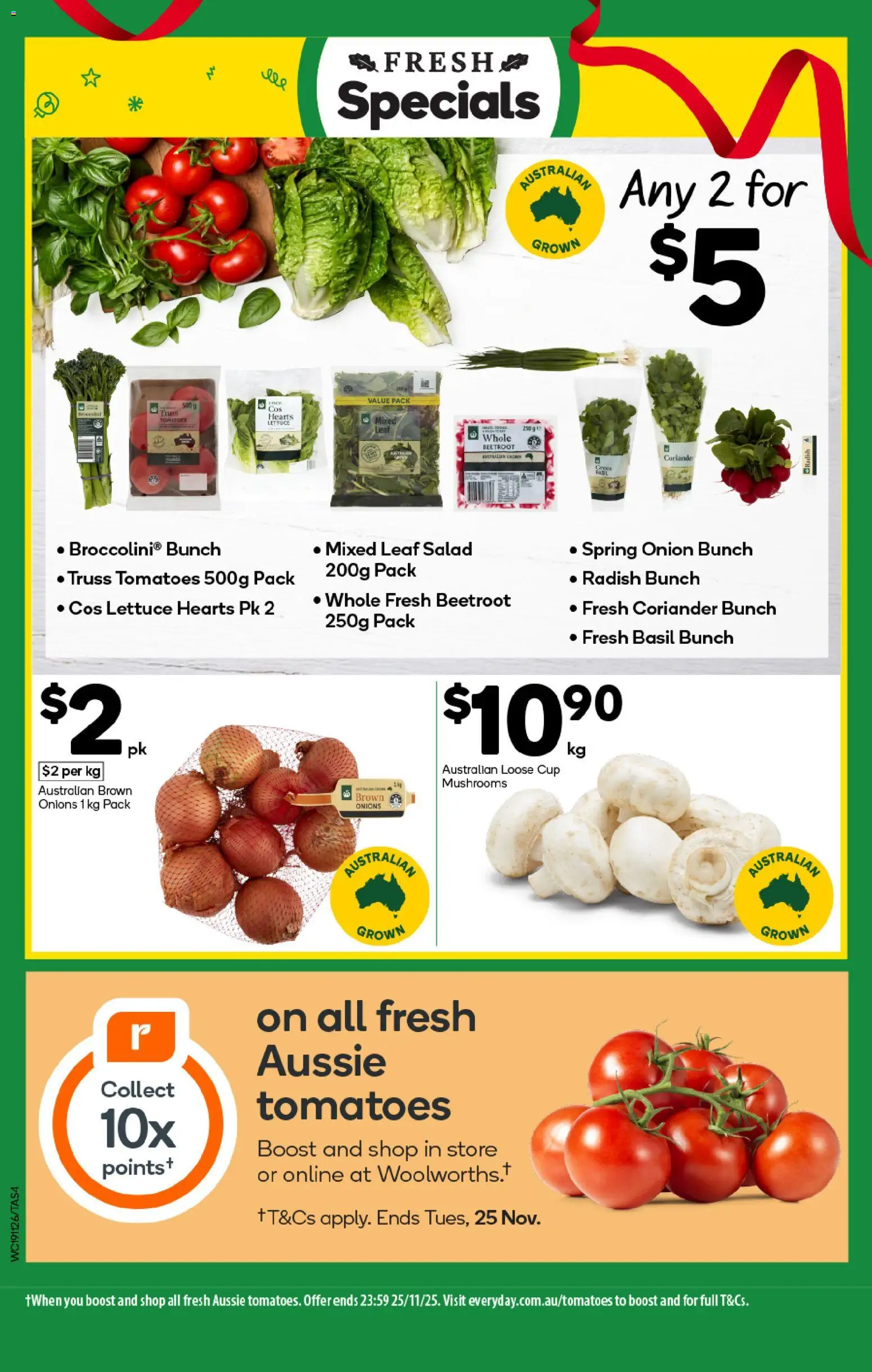 Woolworths catalogue - valid from 19.11.2025 | Page: 4 | Products: Lettuce, Salad, Radish, Onions