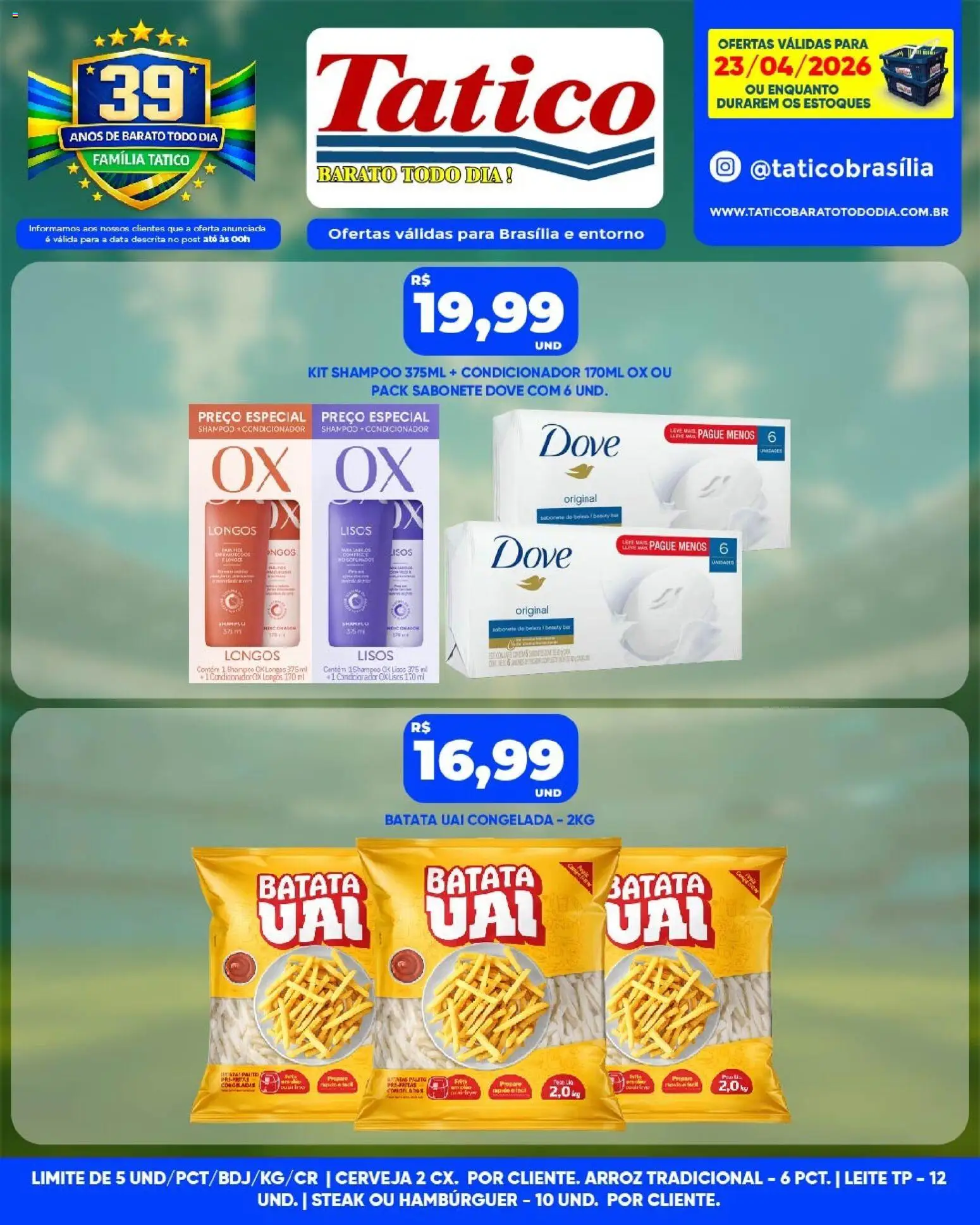 Tatico Folheto - válido de 23.04.2026 | Página: 12 | Produtos: Condicionador, Cerveja, Hambúrguer, Batata