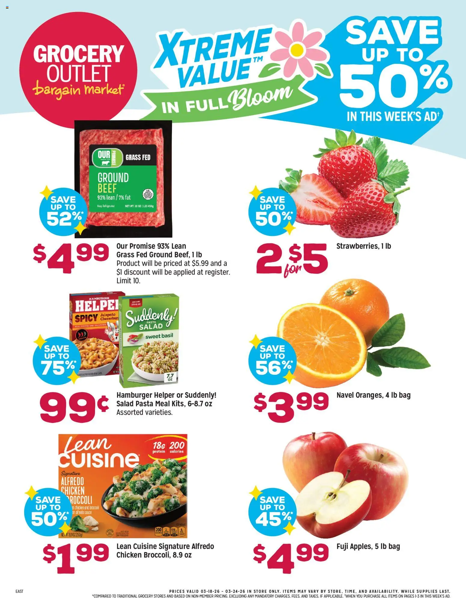 Grocery Outlet Weekly Ad - PA - valid from 18.03.2026 | Page: 1 | Products: Broccoli, Pasta, Sauce, Bag