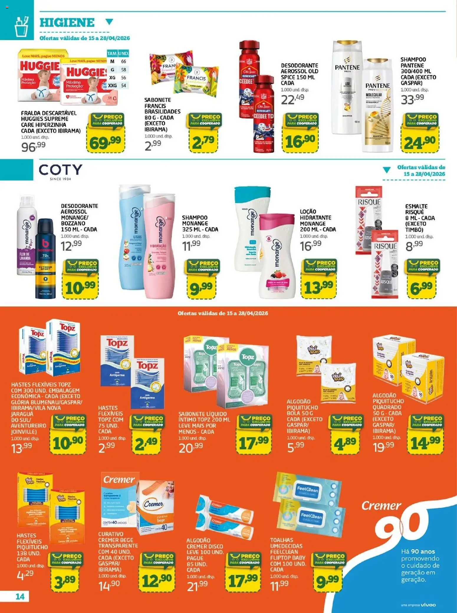 Cooper Folheto - válido de 15.04.2026 | Página: 14 | Produtos: Desodorante, Sabonete, Sabonete líquido, Disco