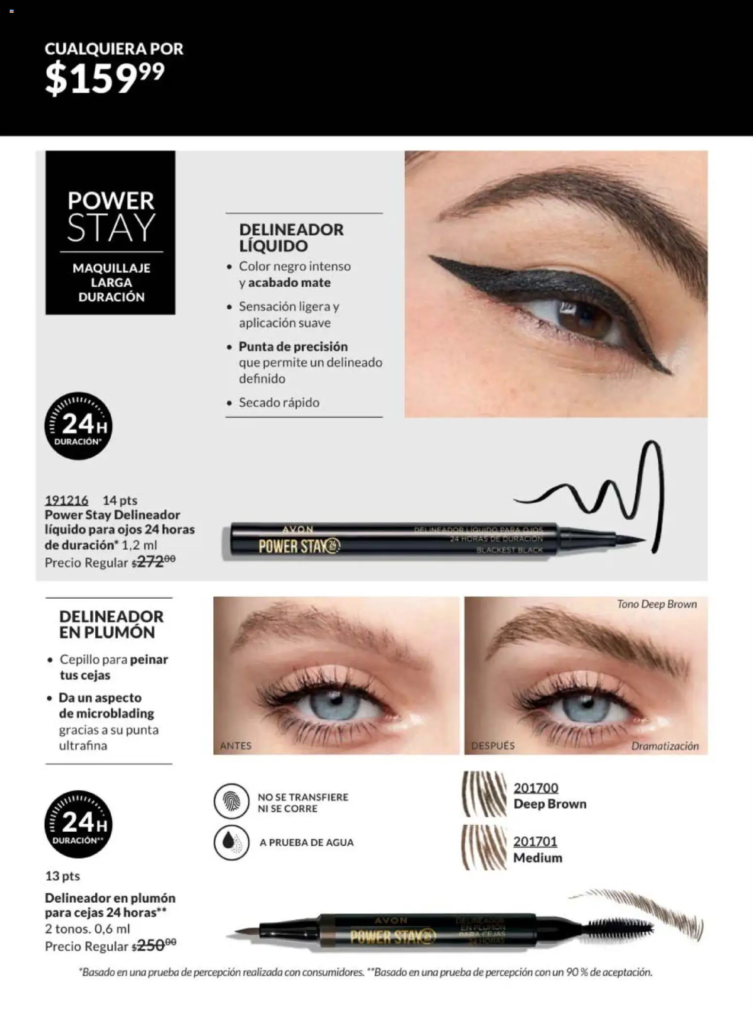 Nuevas ofertas de AVON válidas en toda la República Mexicana desde el 28.11.2025. ¡Encuentra las mejores ofertas en AVON campaña 18 2025! | Página: 126 | Productos: Agua, Mate, Maquillaje, Delineador