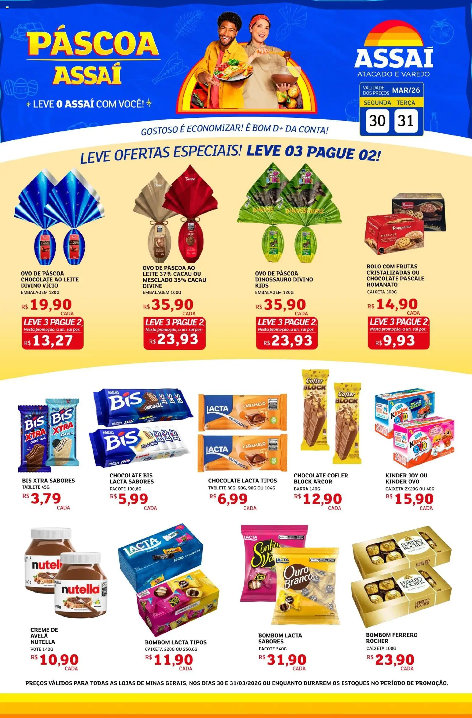 Assaí Atacadista Folheto - válido de 30.03.2026 | Página: 1 | Produtos: Chocolate, Bolo, Creme, Avelã