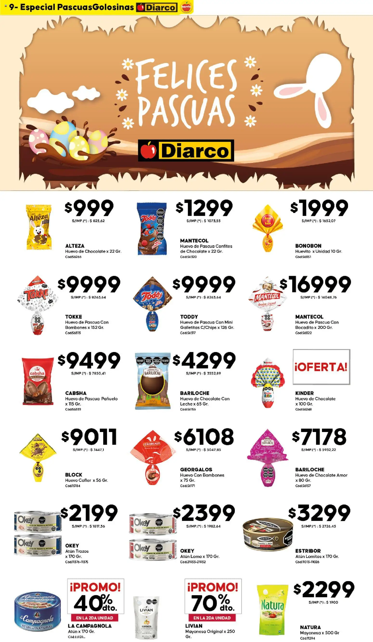 Diarco - Ofertas Diarco Barrio │ válido desde el 30.03.2026 | Página: 9 | Productos: Bombones, Mayonesa, Huevo, Leche