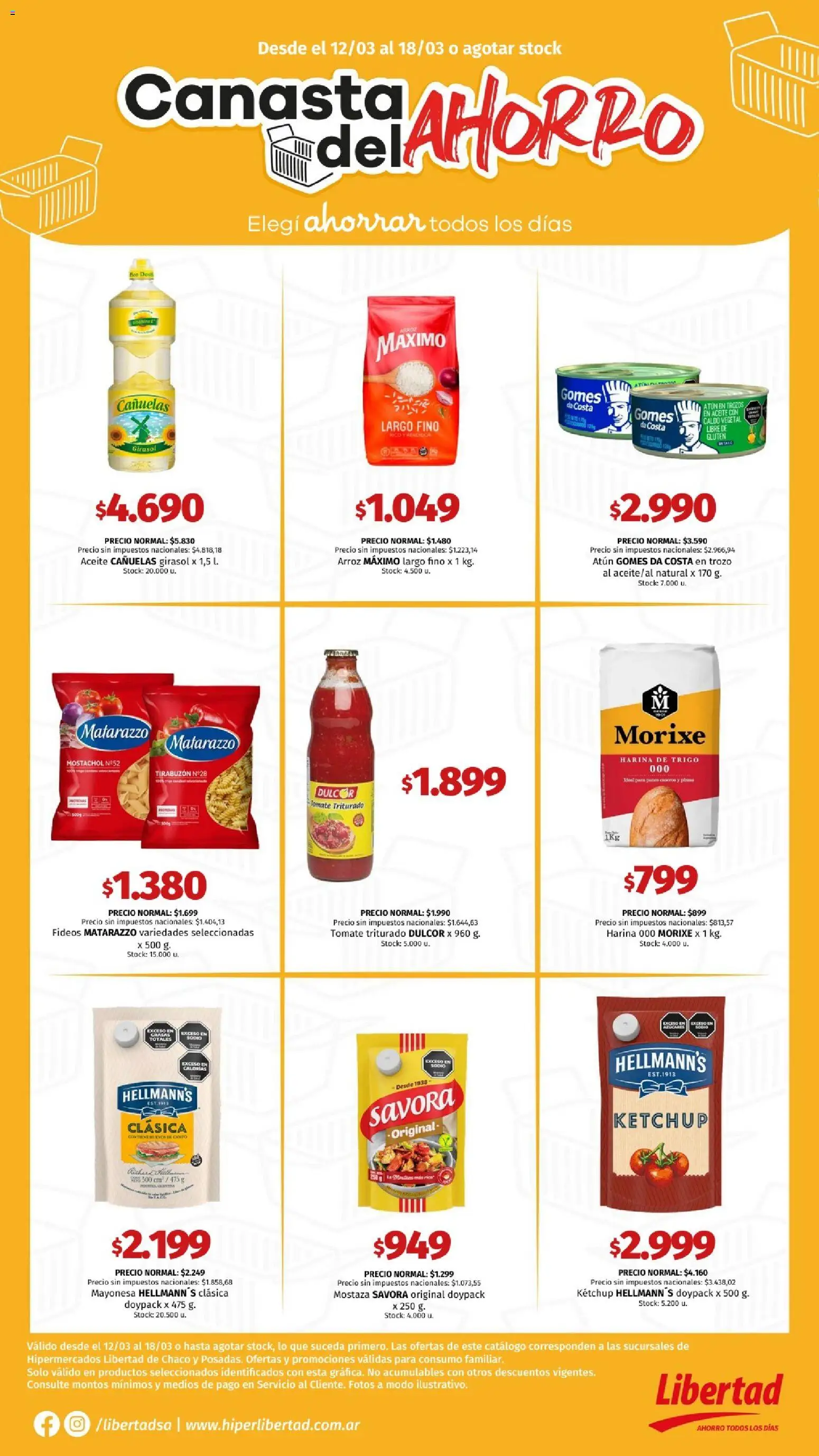 Hipermercado Libertad catálogo │ válido desde el 12.03.2026 | Página: 1 | Productos: Mayonesa, Mostaza, Tomate, Arroz