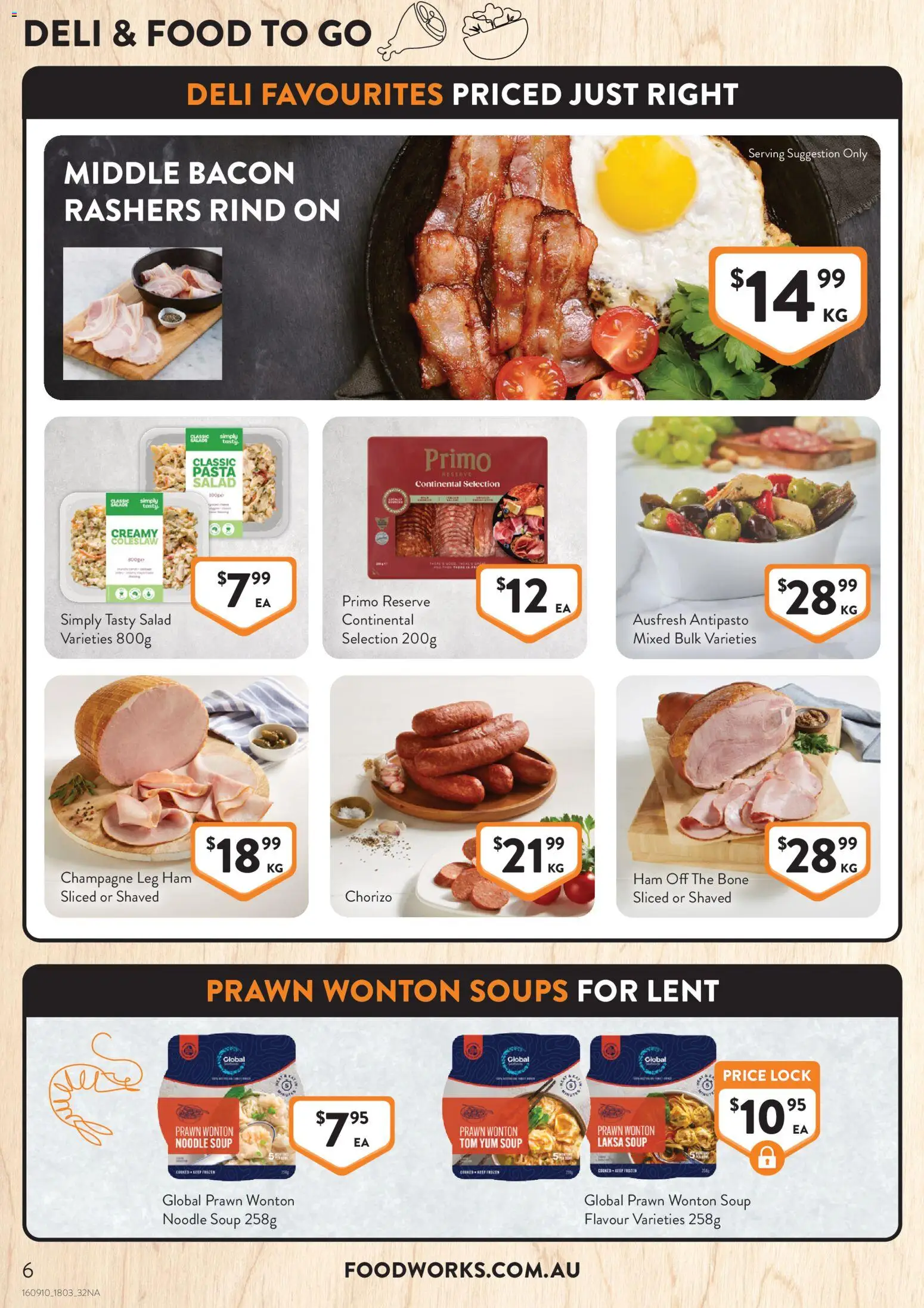 Foodworks catalogue - valid from 18.03.2026 | Page: 6 | Products: Bacon, Ham, Salad, Soup