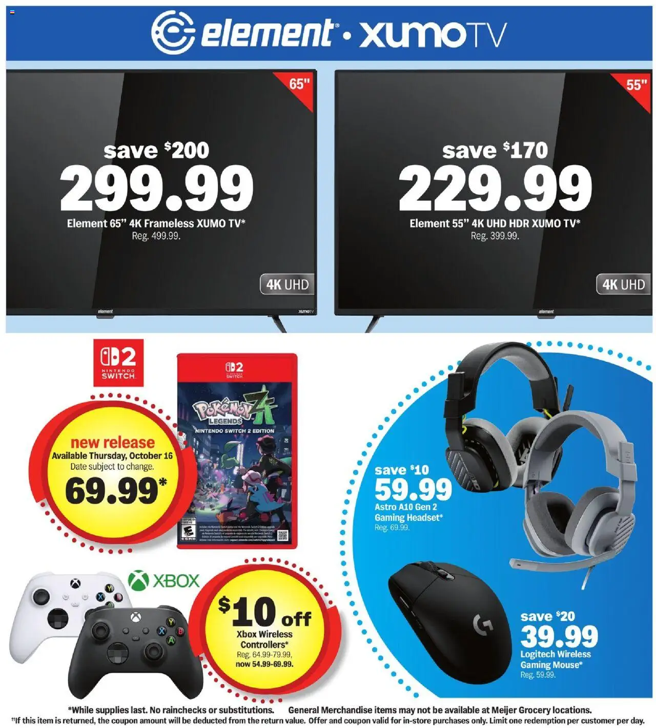 Meijer More Deals Across the Store - valid from 10.09.2025 | Page: 7 | Products: Switch, Date, Xbox, Nintendo