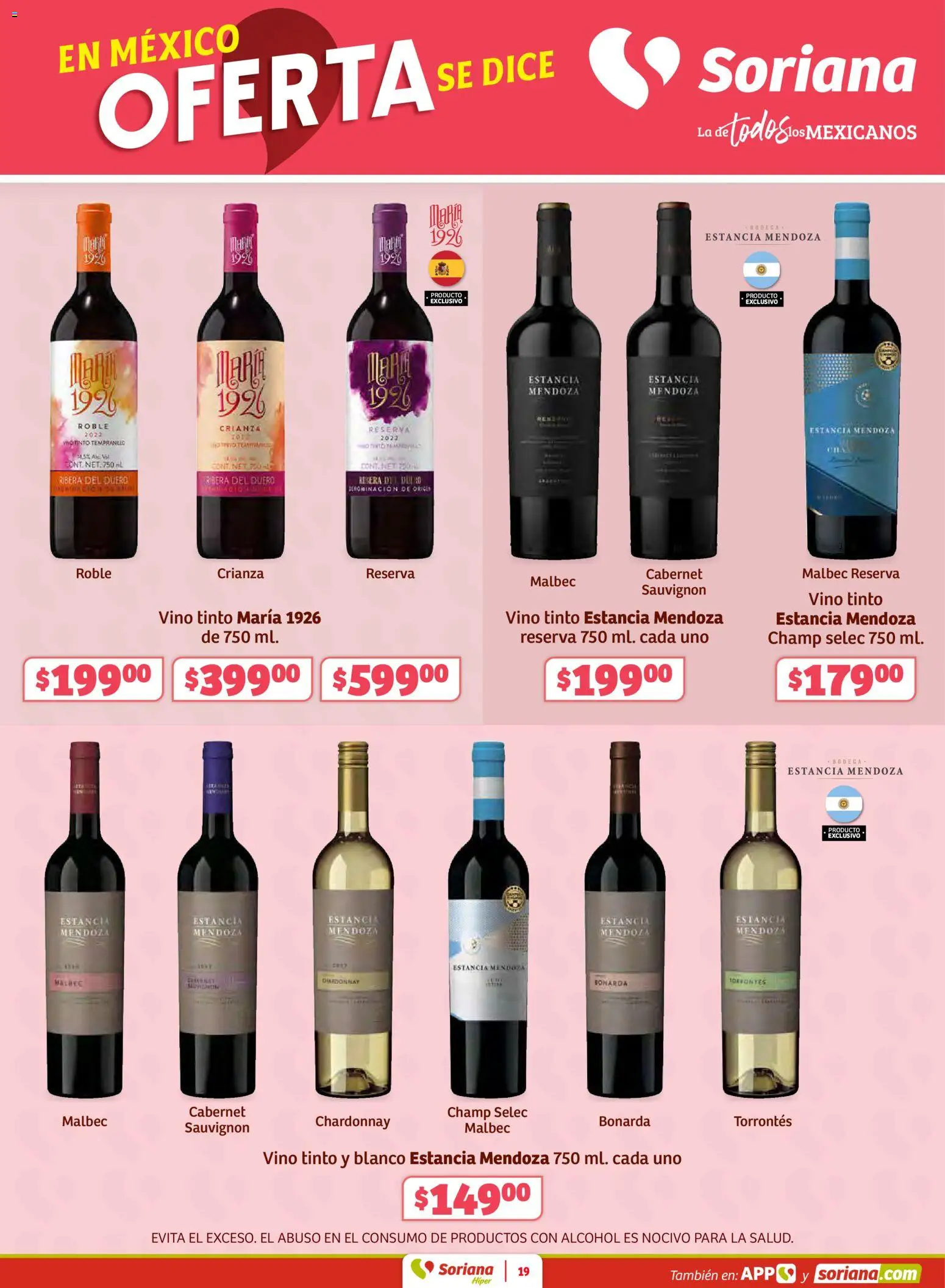 Nuevas ofertas de Soriana válidas en toda la República Mexicana desde el 12.02.2026. ¡Encuentra las mejores ofertas en Soriana - Preciazazaso Híper: BCS, Jal, Nay, Sin, Son! | Página: 19 | Productos: Vino