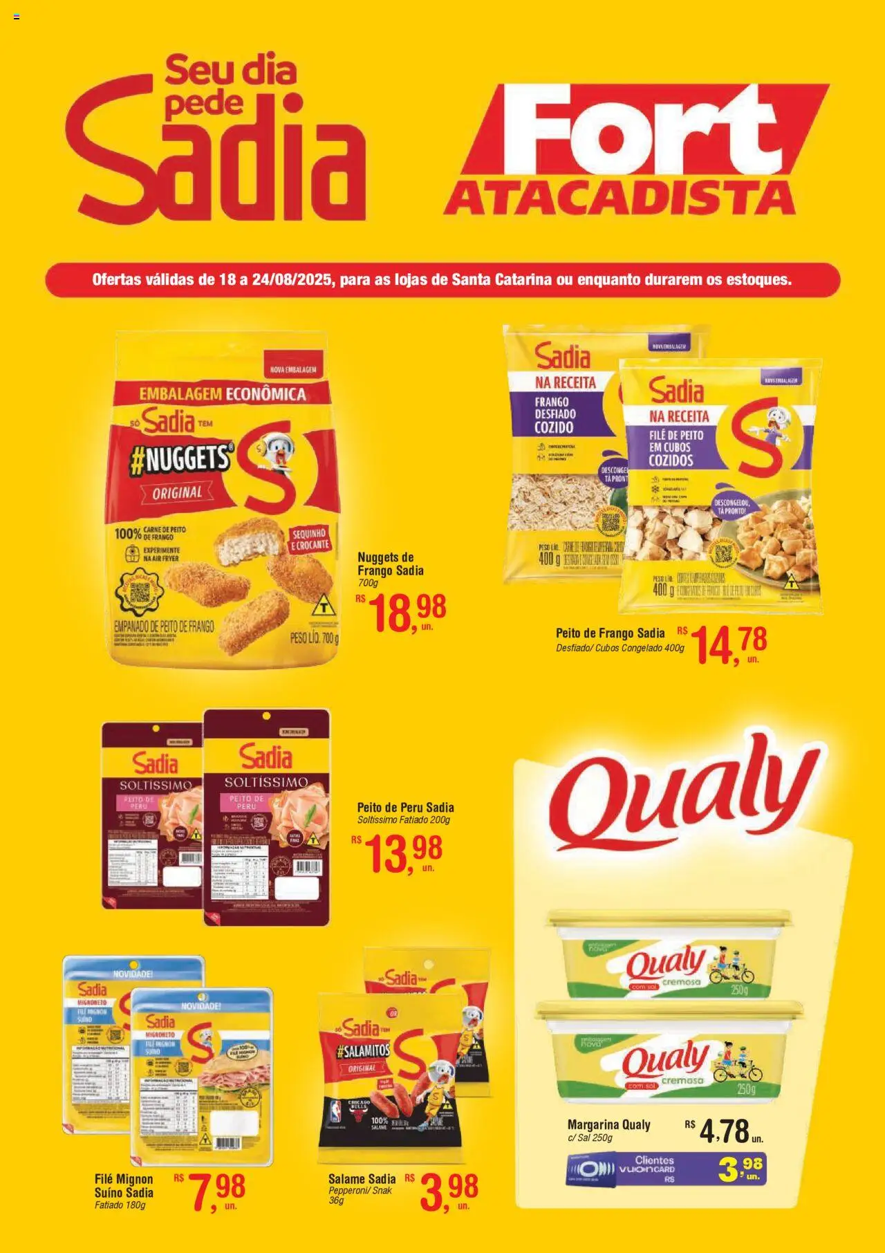 Fort Atacadista Folheto - válido de 18.08.2025 | Página: 1 | Produtos: Peito de peru, Carne, Sal, Peito de frango